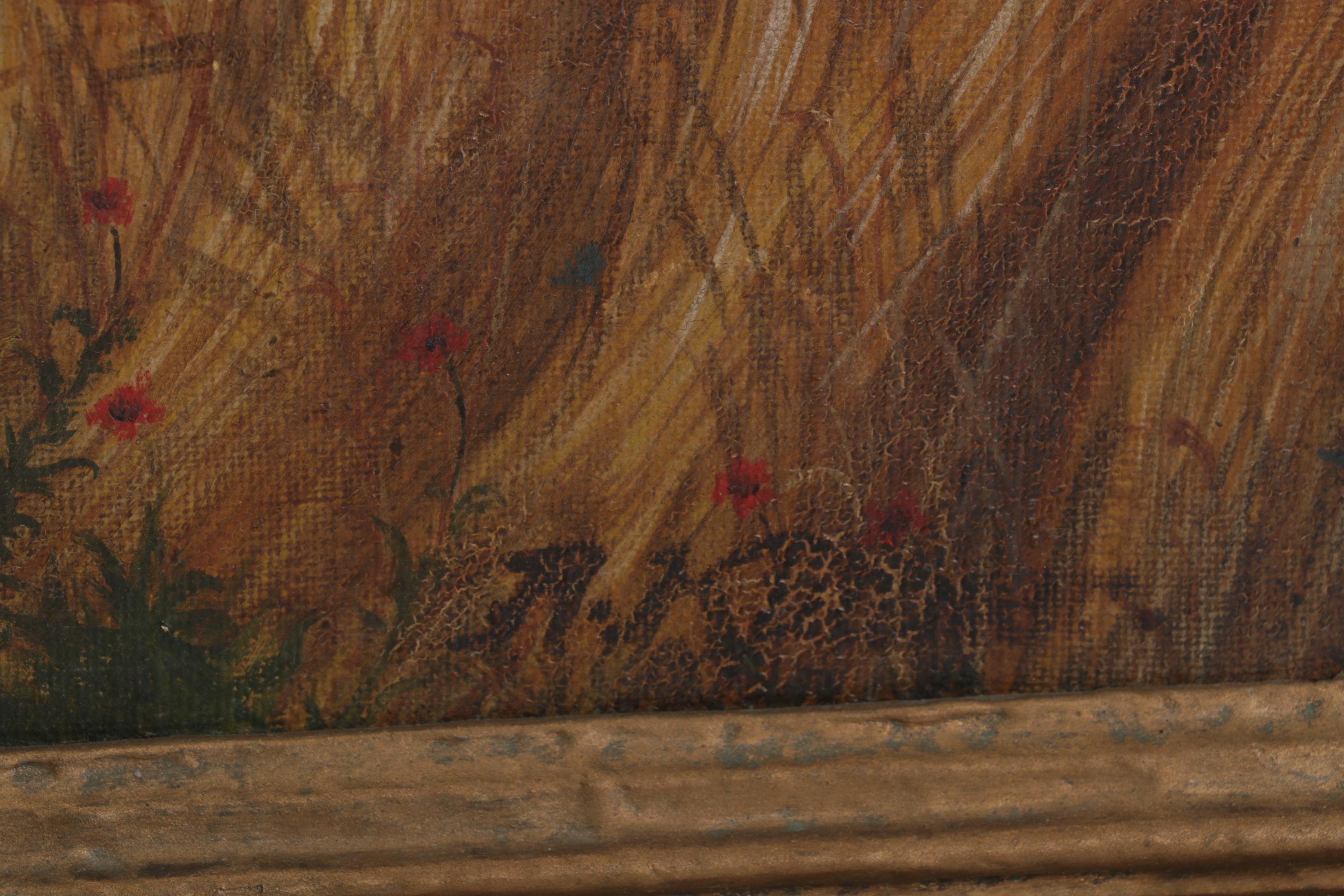 Mountain Valley Barn Oil Painting, Mid-20th Century