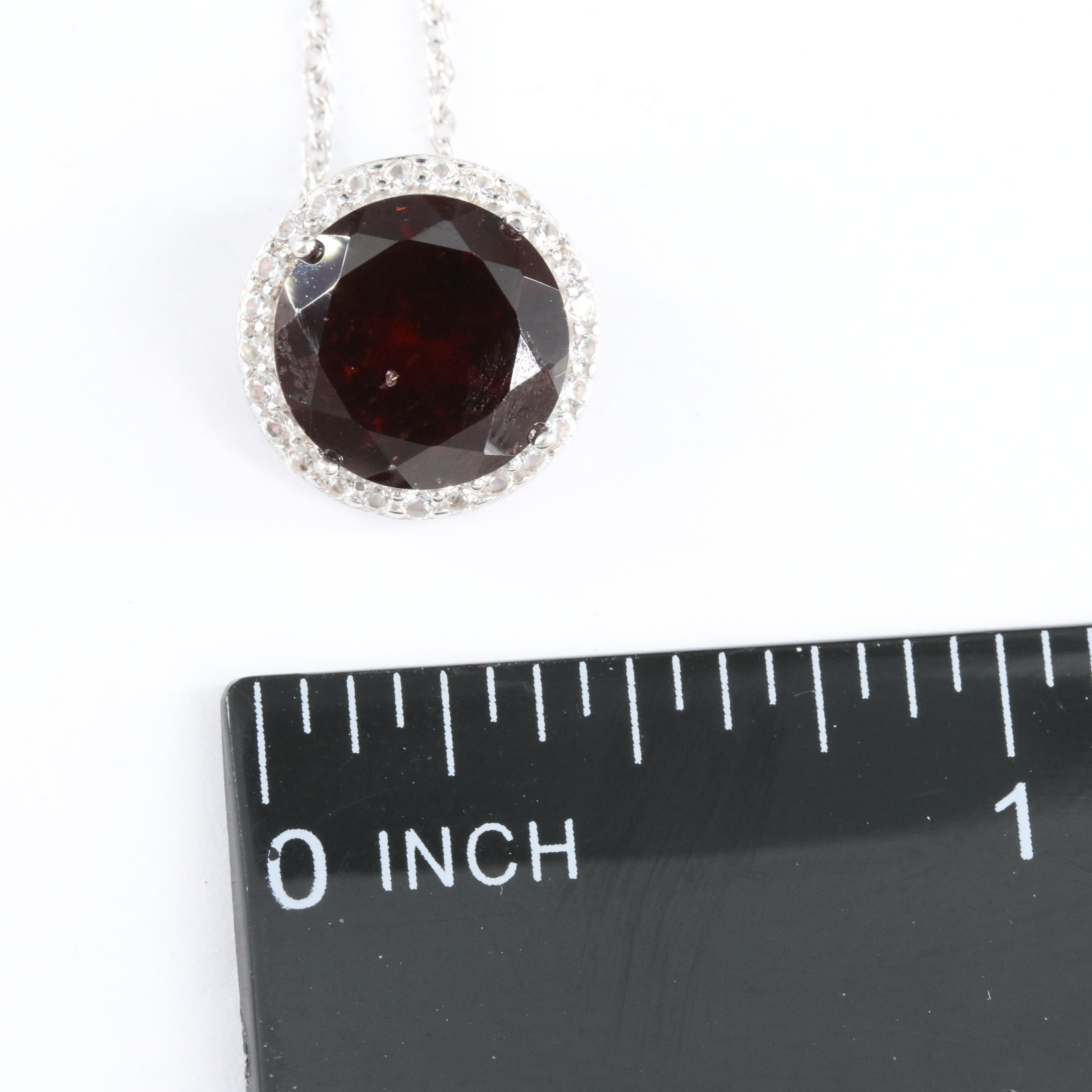 Sterling Garnet and Sapphire Pendant Necklace