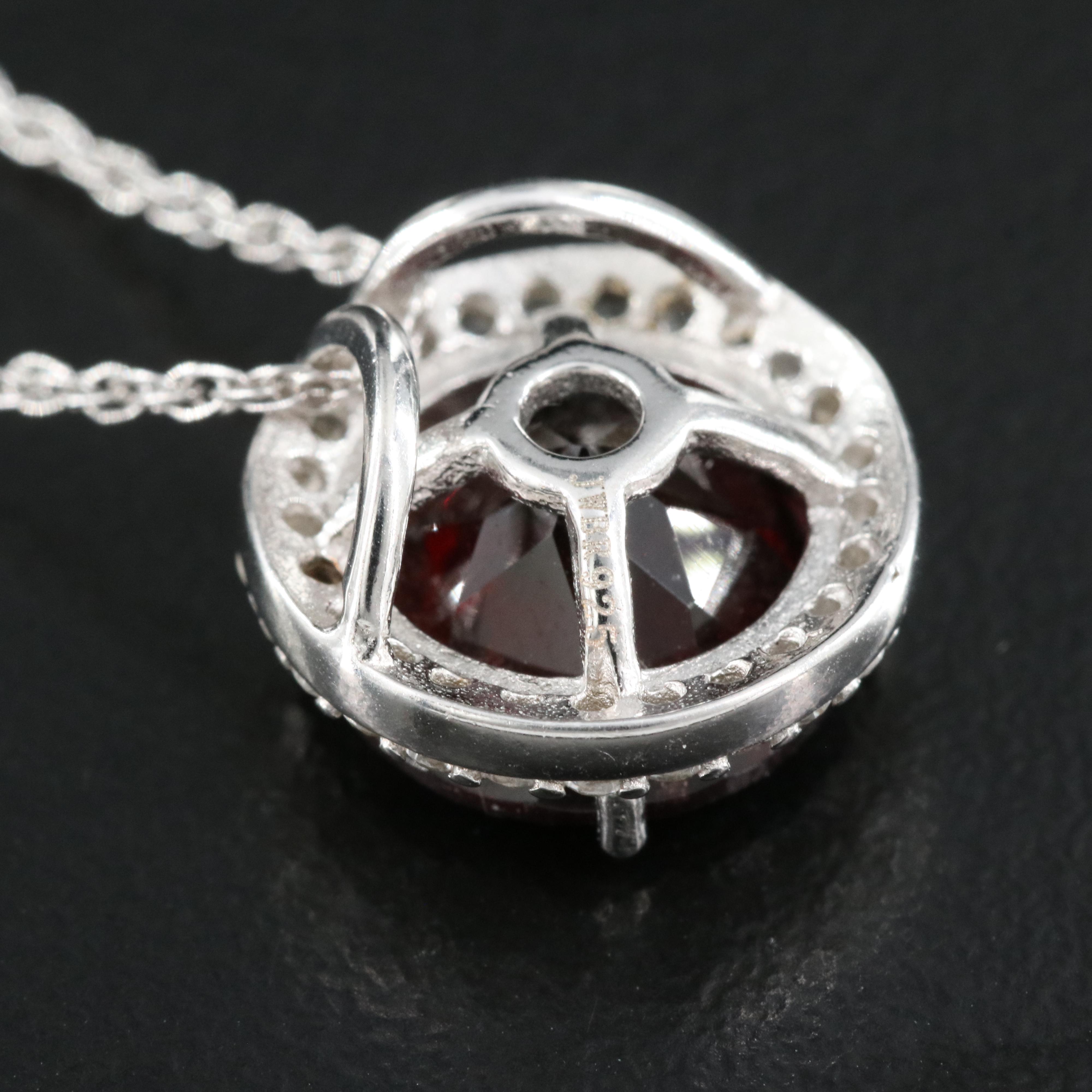 Sterling Garnet and Sapphire Pendant Necklace