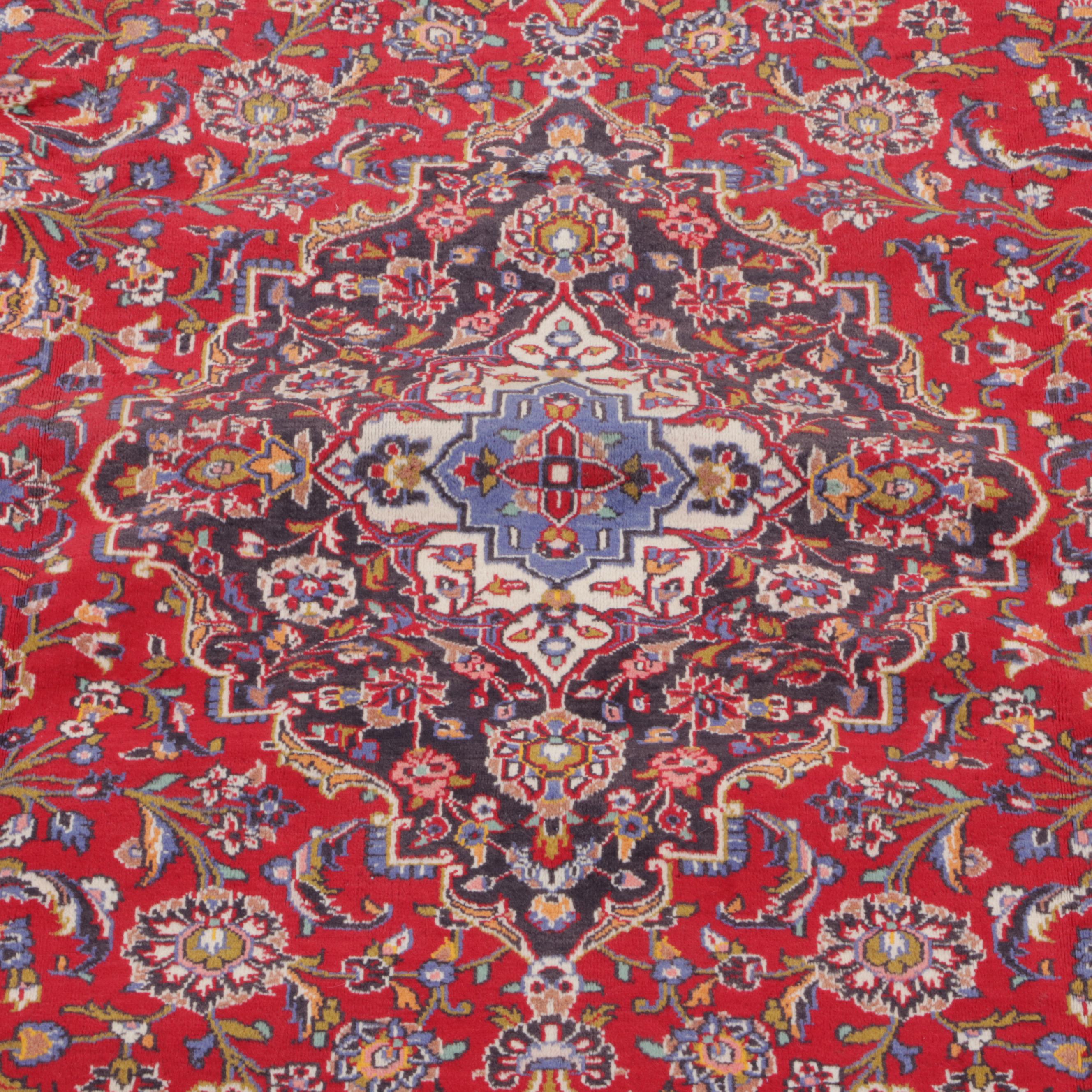 9' x 13' Hand-Knotted Persian Kashan Area Rug
