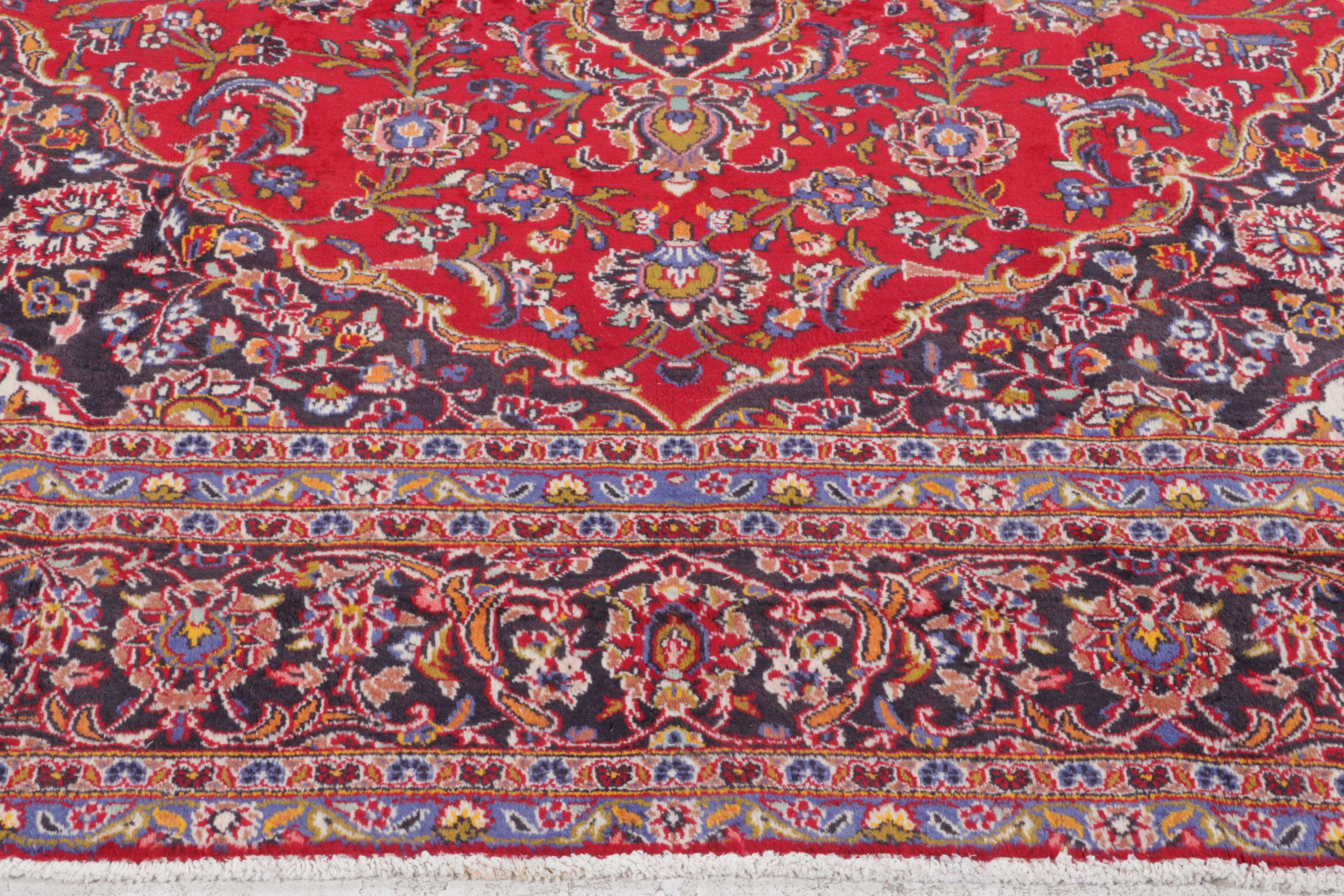 9' x 13' Hand-Knotted Persian Kashan Area Rug