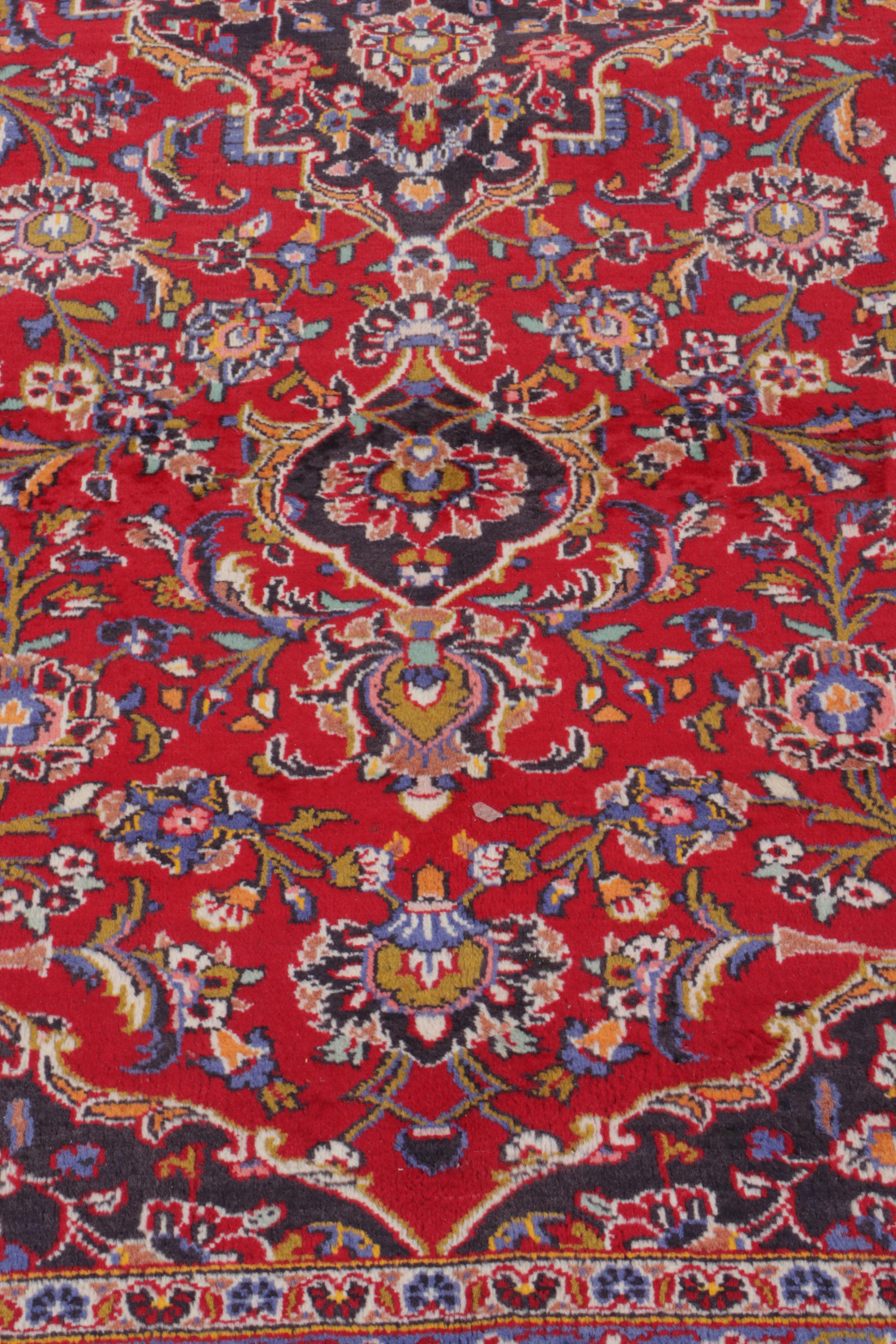 9' x 13' Hand-Knotted Persian Kashan Area Rug