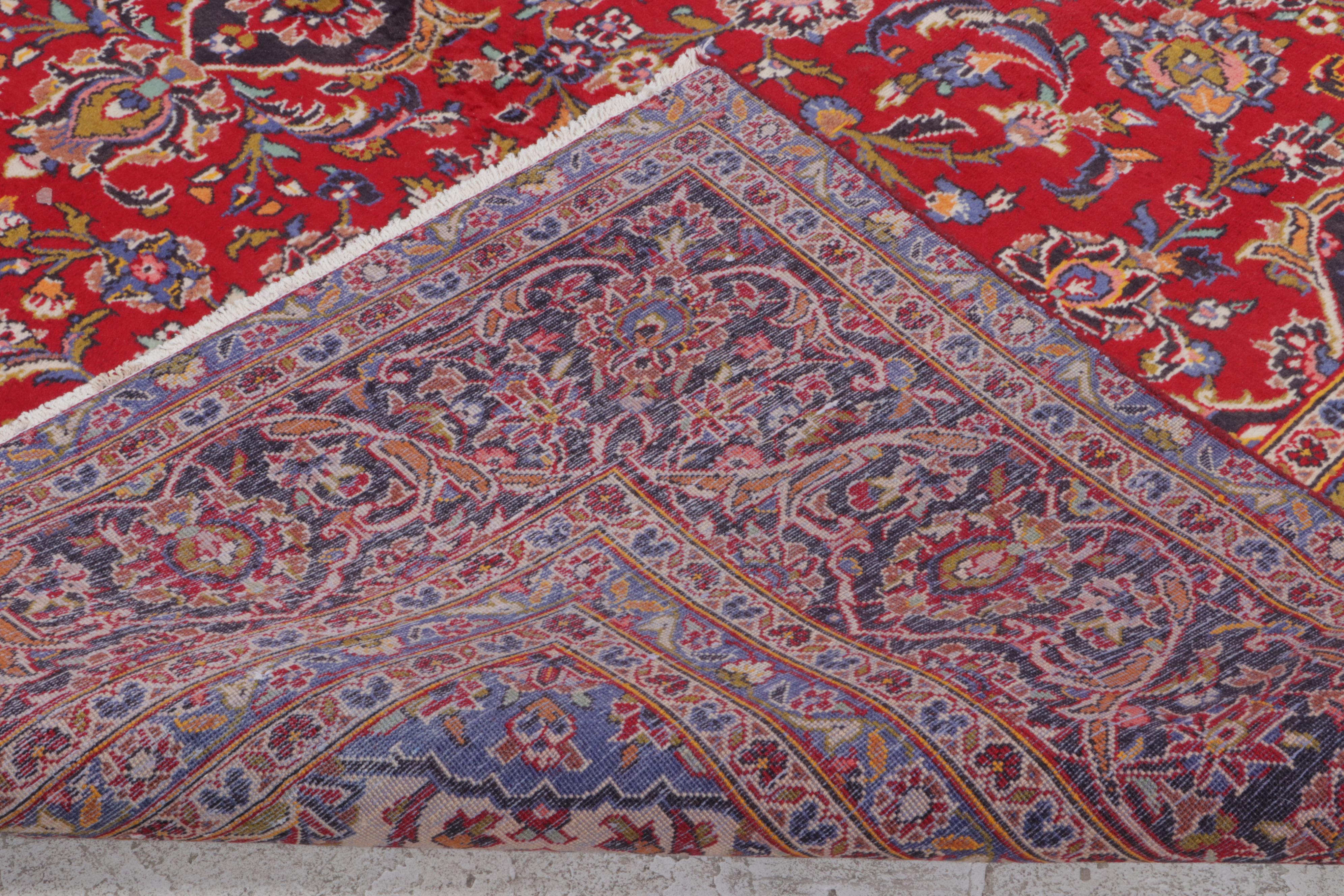 9' x 13' Hand-Knotted Persian Kashan Area Rug