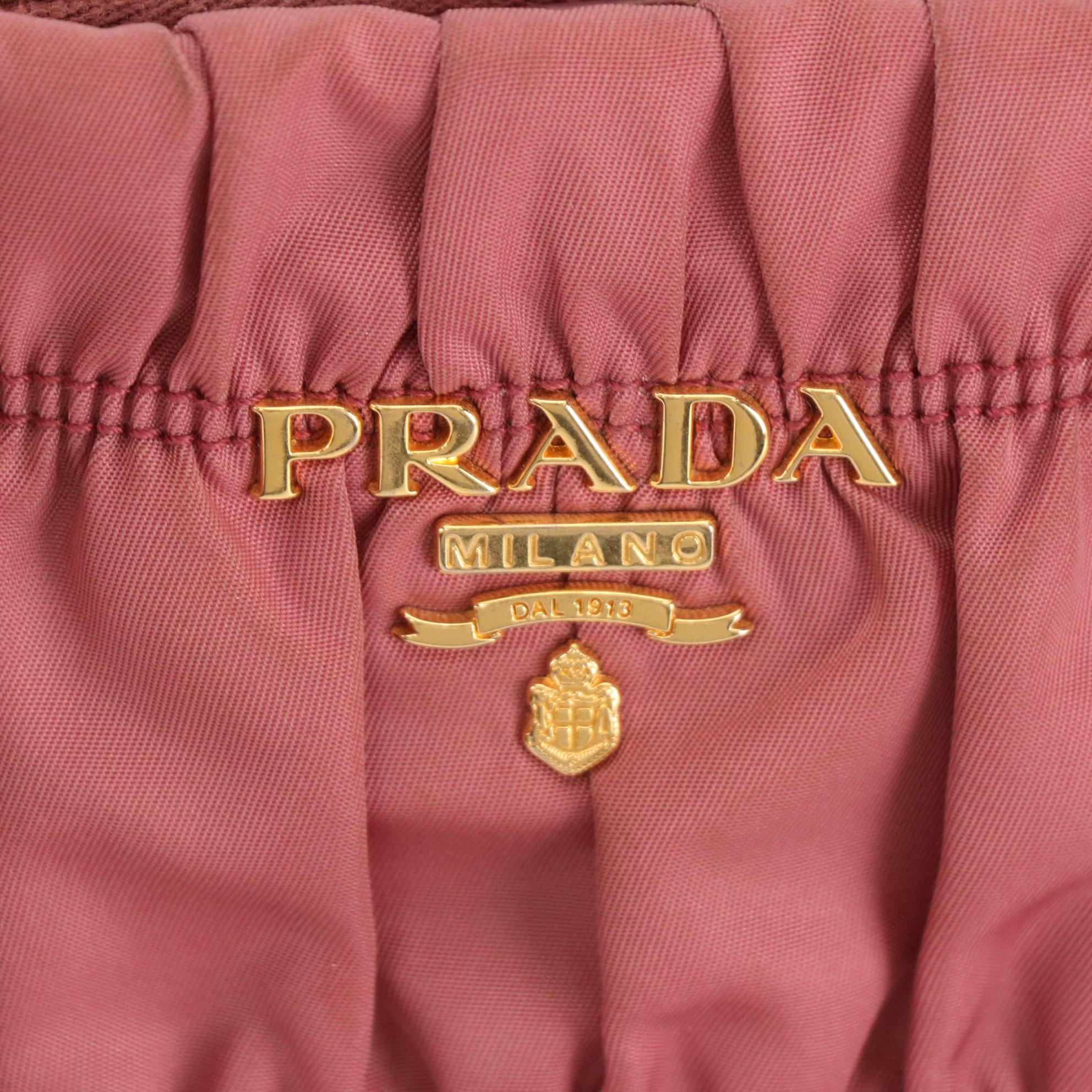 Prada Two-Way Tote in Pink Tessuto Gauffré Nylon and Nappa Leather