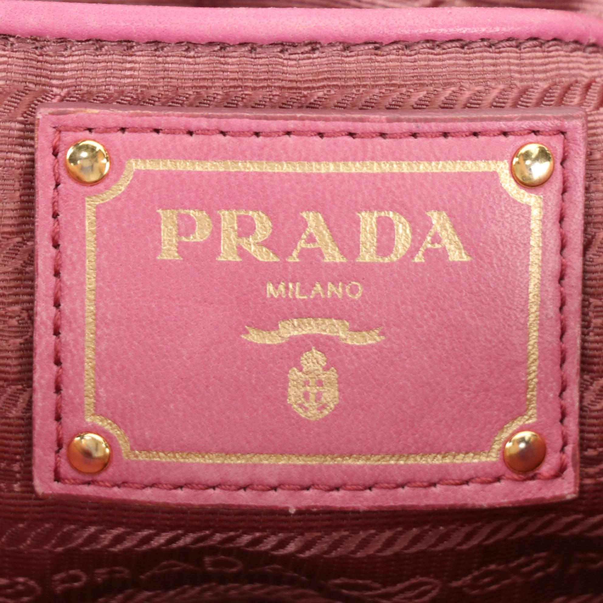 Prada Two-Way Tote in Pink Tessuto Gauffré Nylon and Nappa Leather