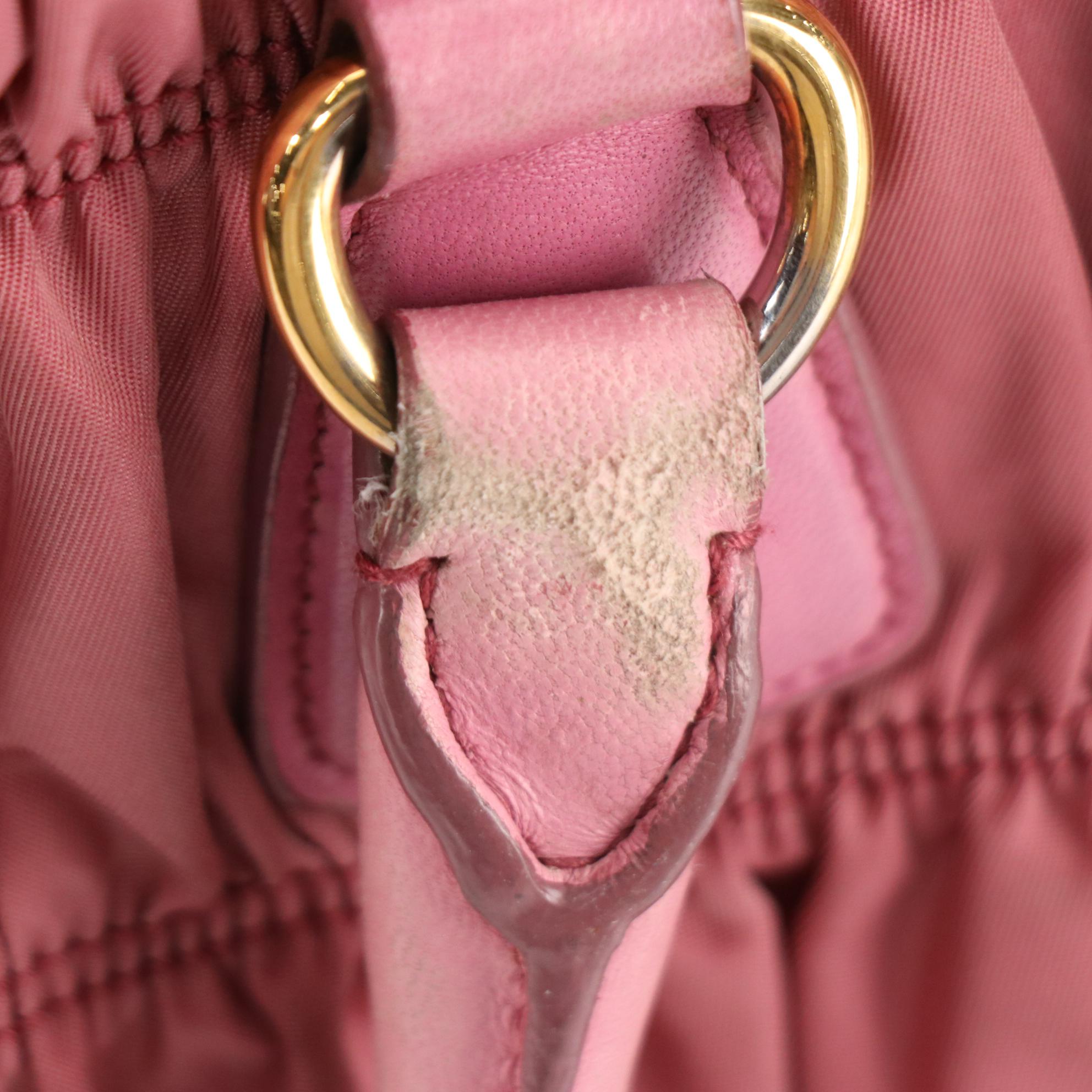 Prada Two-Way Tote in Pink Tessuto Gauffré Nylon and Nappa Leather