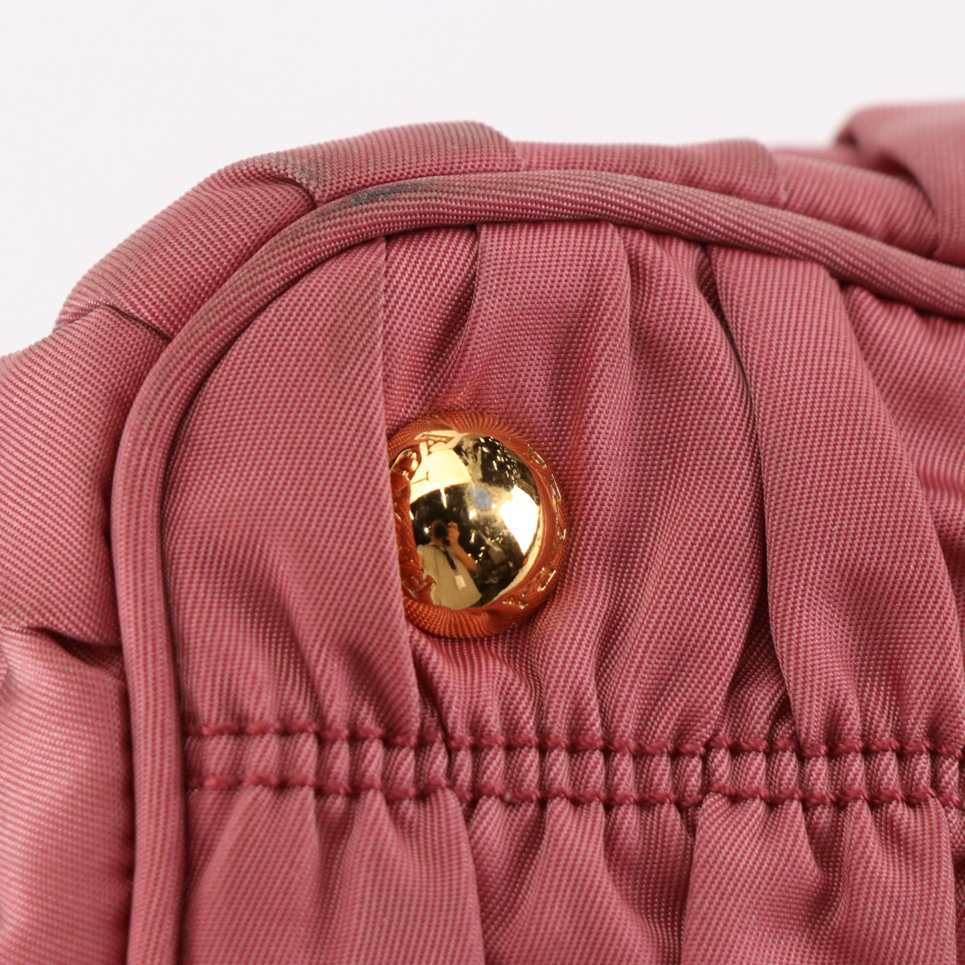 Prada Two-Way Tote in Pink Tessuto Gauffré Nylon and Nappa Leather