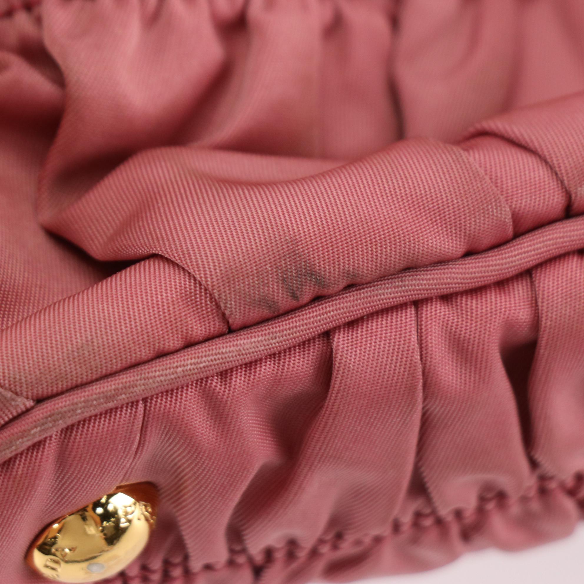 Prada Two-Way Tote in Pink Tessuto Gauffré Nylon and Nappa Leather