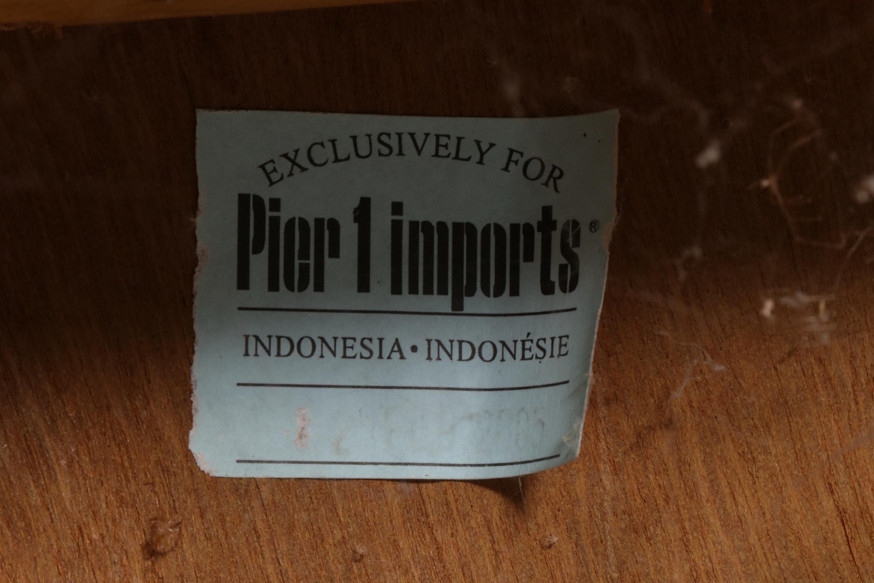 Pier 1 Rattan and Wicker Three-Piece Dining Set with Associated Chair