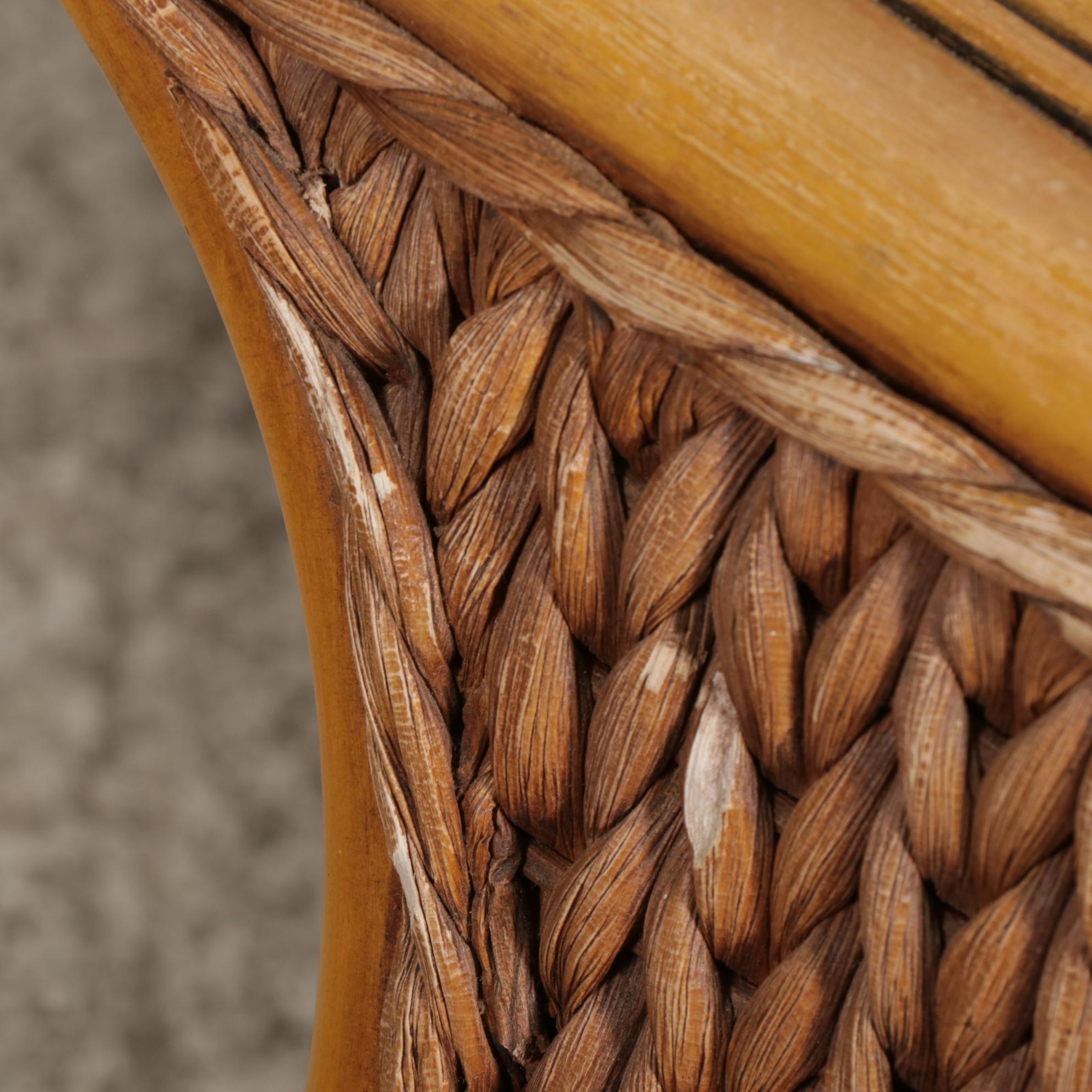 Pier 1 Rattan and Wicker Three-Piece Dining Set with Associated Chair