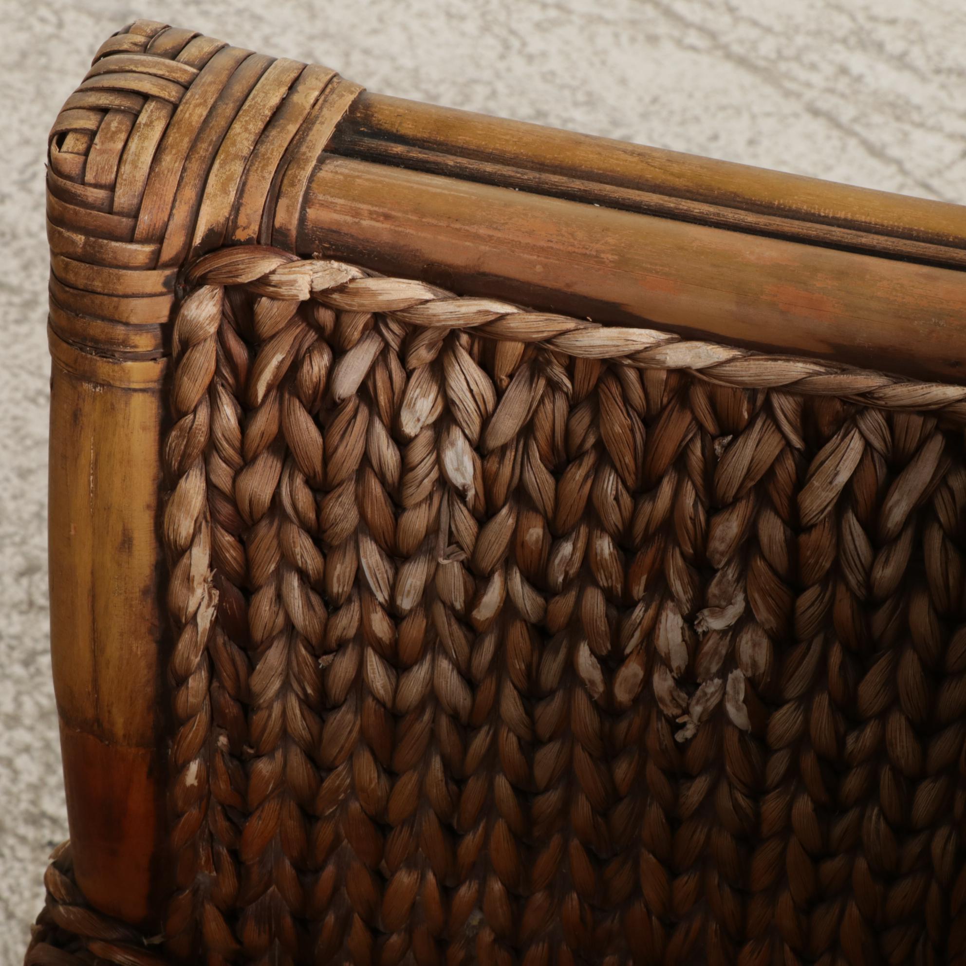 Pier 1 Rattan and Wicker Three-Piece Dining Set with Associated Chair