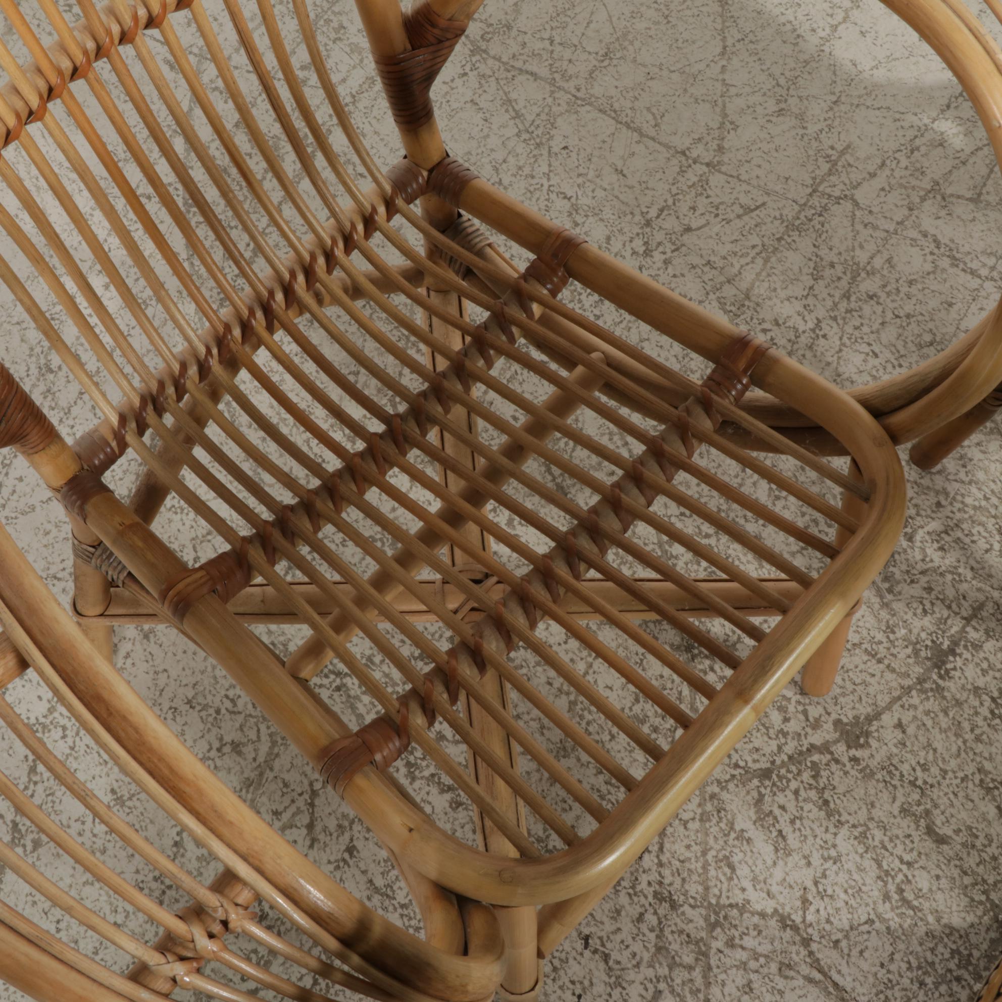 Pier 1 Rattan and Wicker Three-Piece Dining Set with Associated Chair