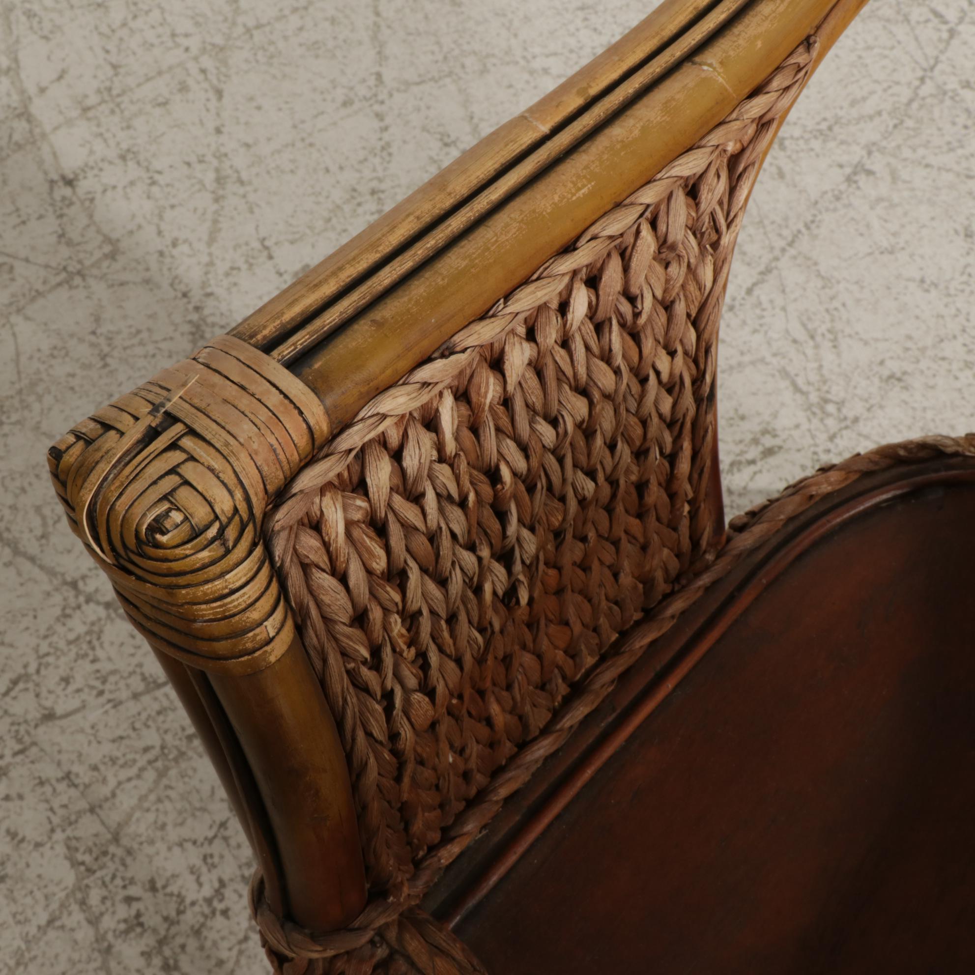 Pier 1 Rattan and Wicker Three-Piece Dining Set with Associated Chair