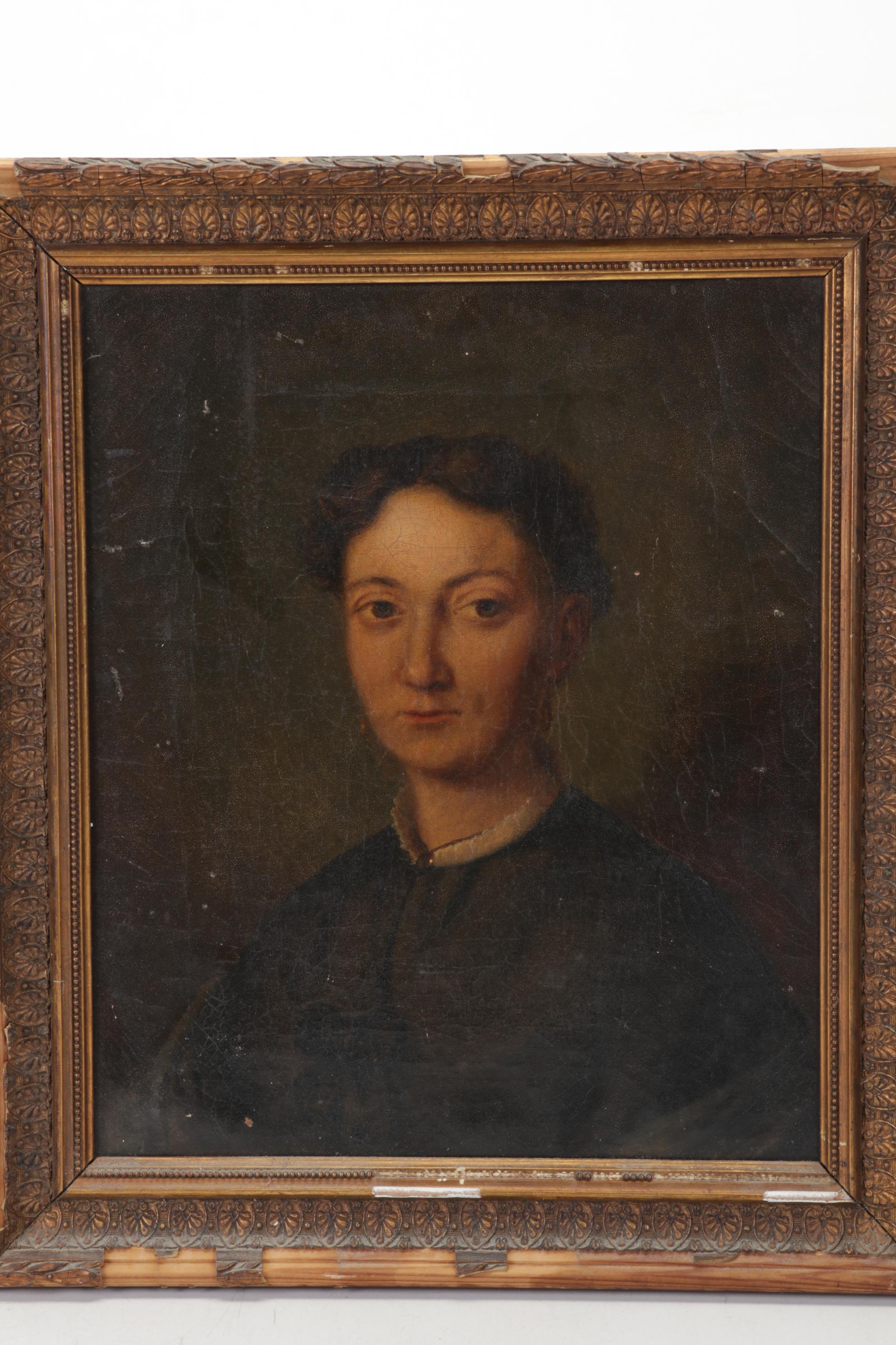 English School Portrait Oil Painting of a Lady, 19th Century