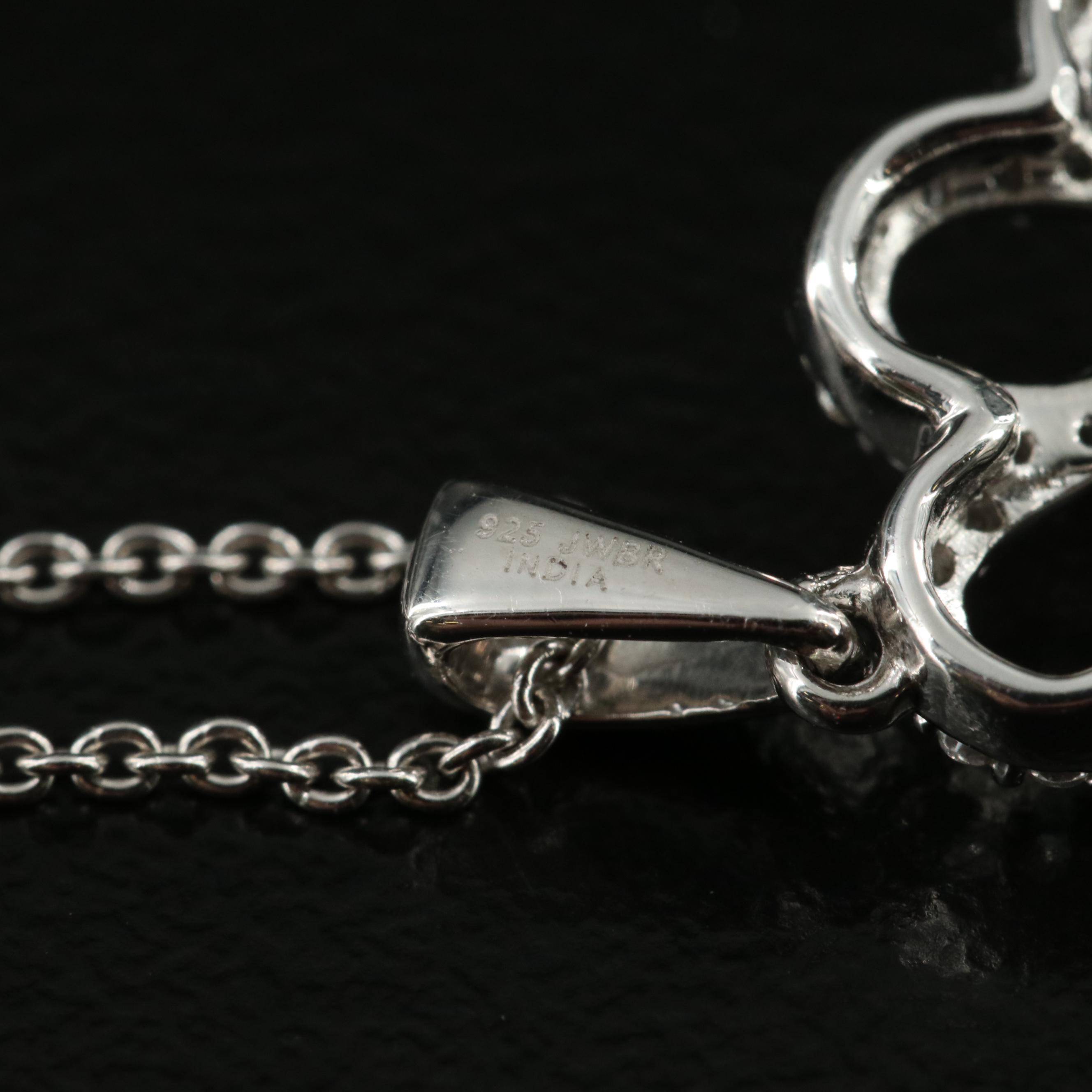 Sterling Opal and Sapphire Paw Print Pendant Necklace