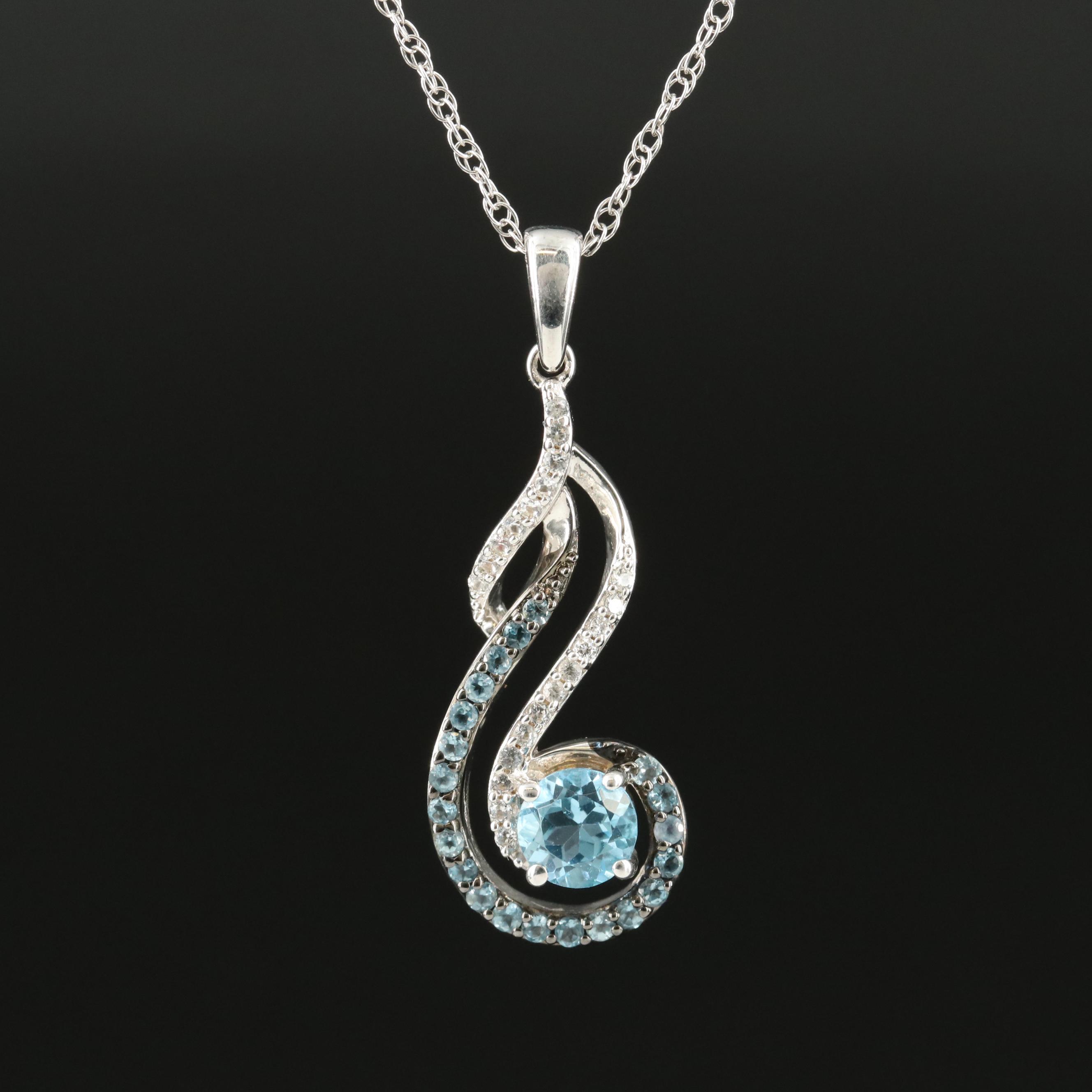 Sterling Topaz and Sapphire Pendant Necklace