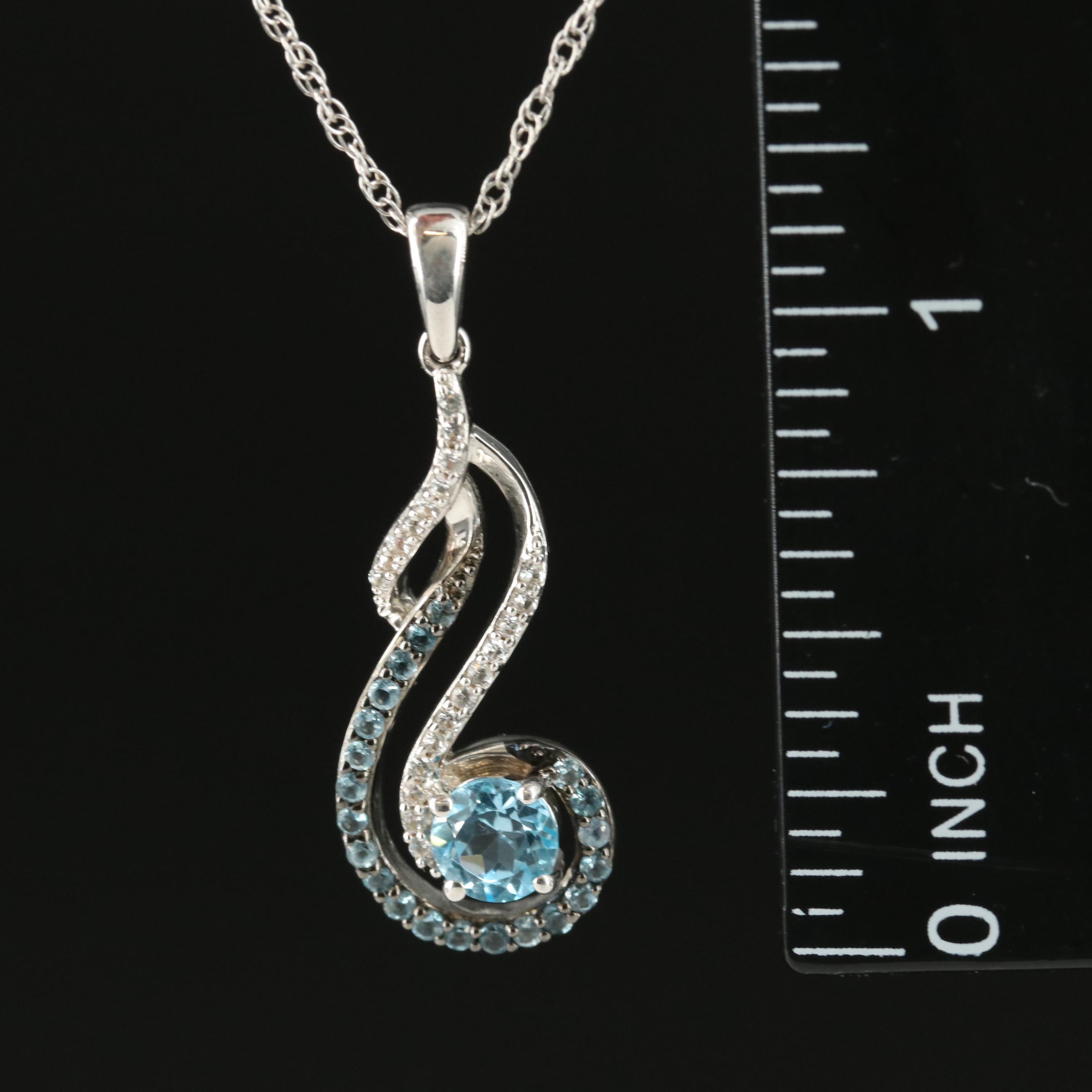 Sterling Topaz and Sapphire Pendant Necklace