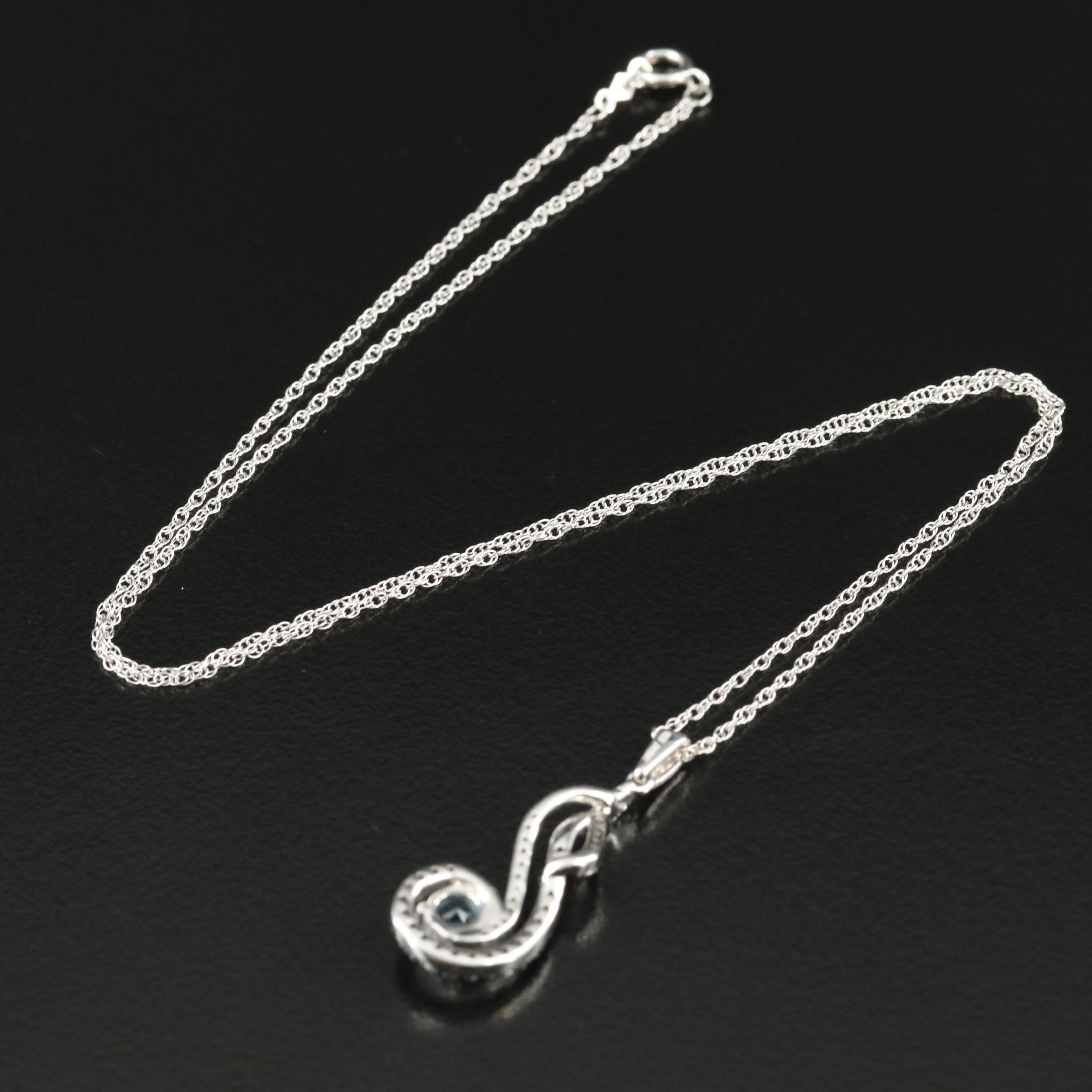 Sterling Topaz and Sapphire Pendant Necklace