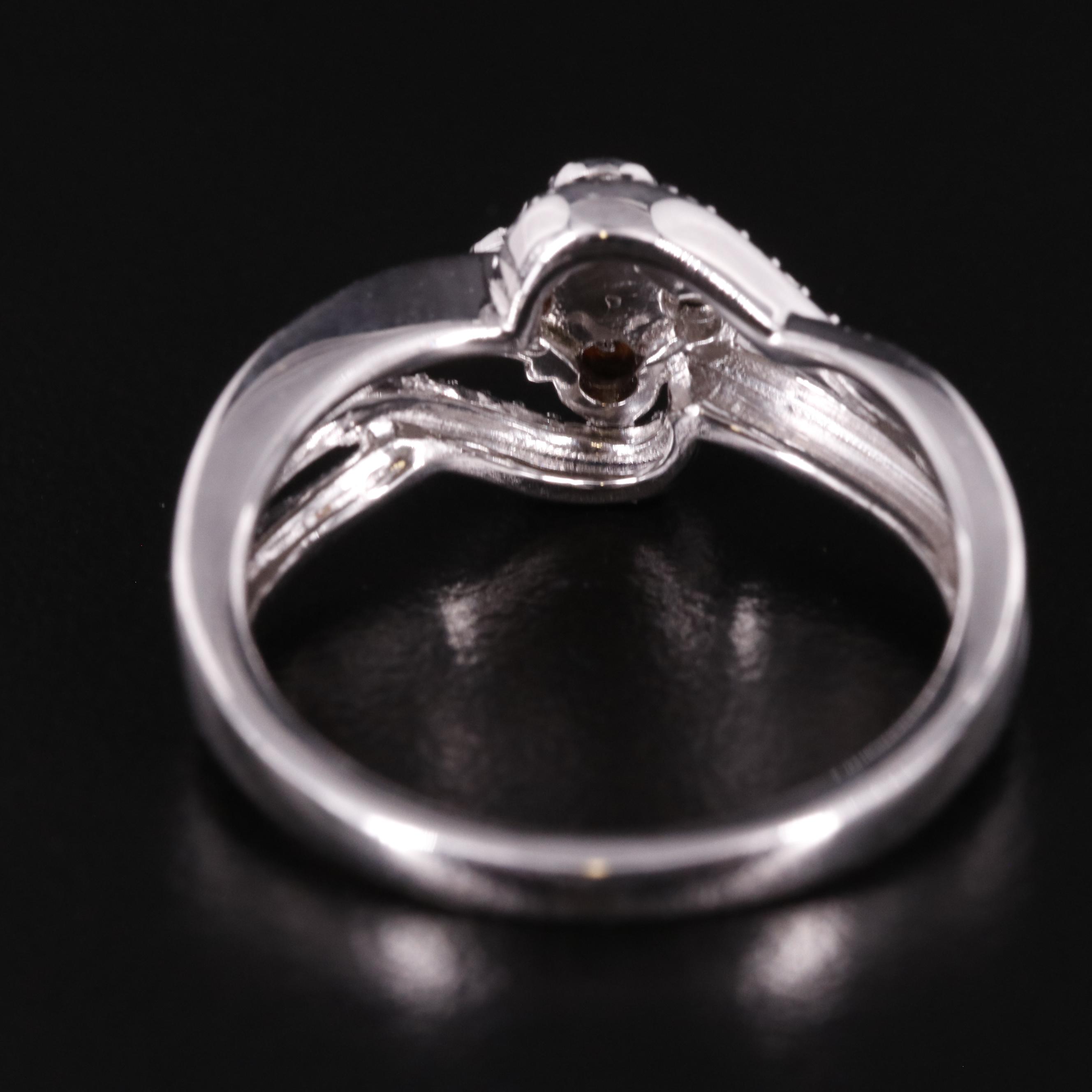 Sterling Diamond Crossover Cluster Ring