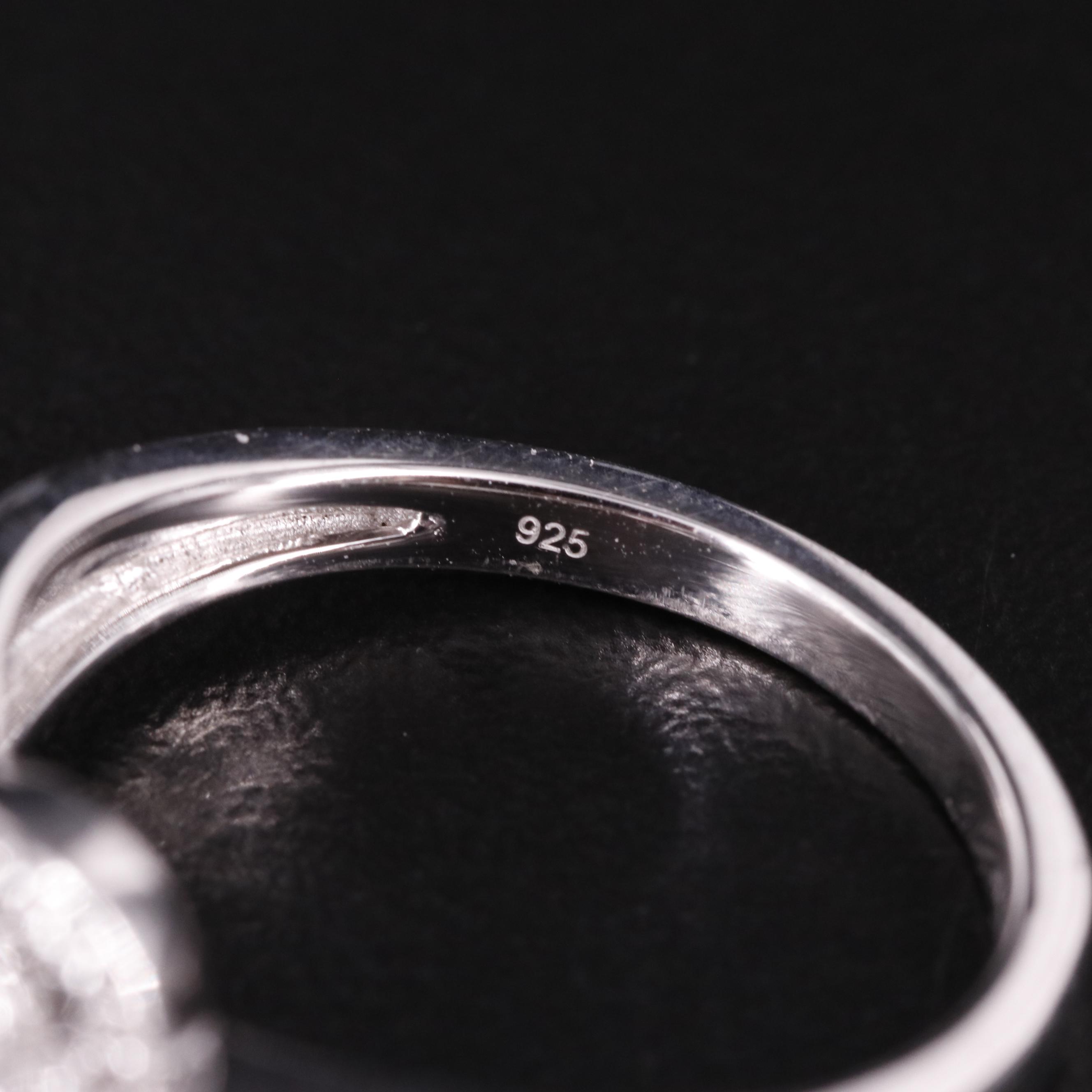 Sterling Diamond Crossover Cluster Ring