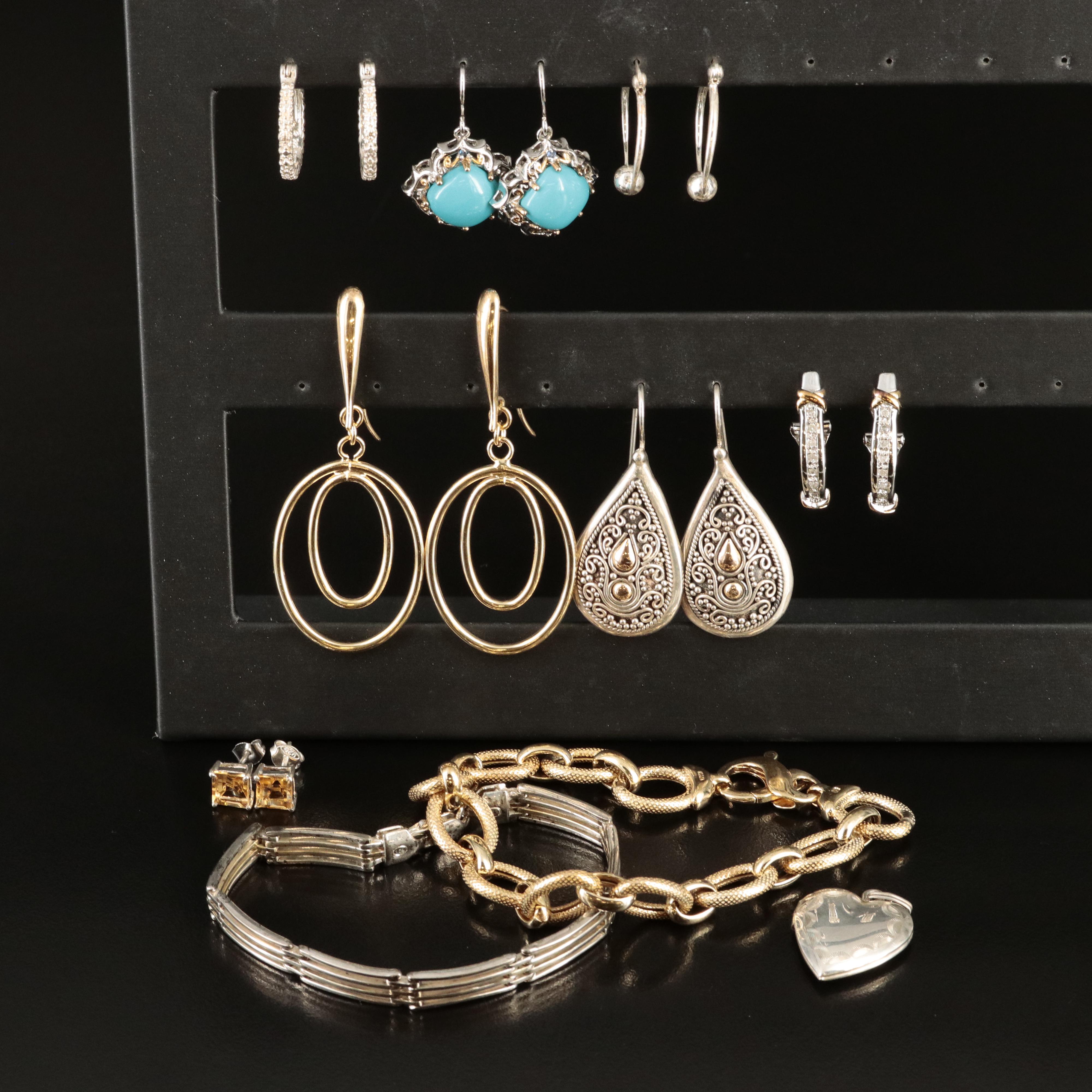 Diamond and Citrine Featured in Sterling Jewelry