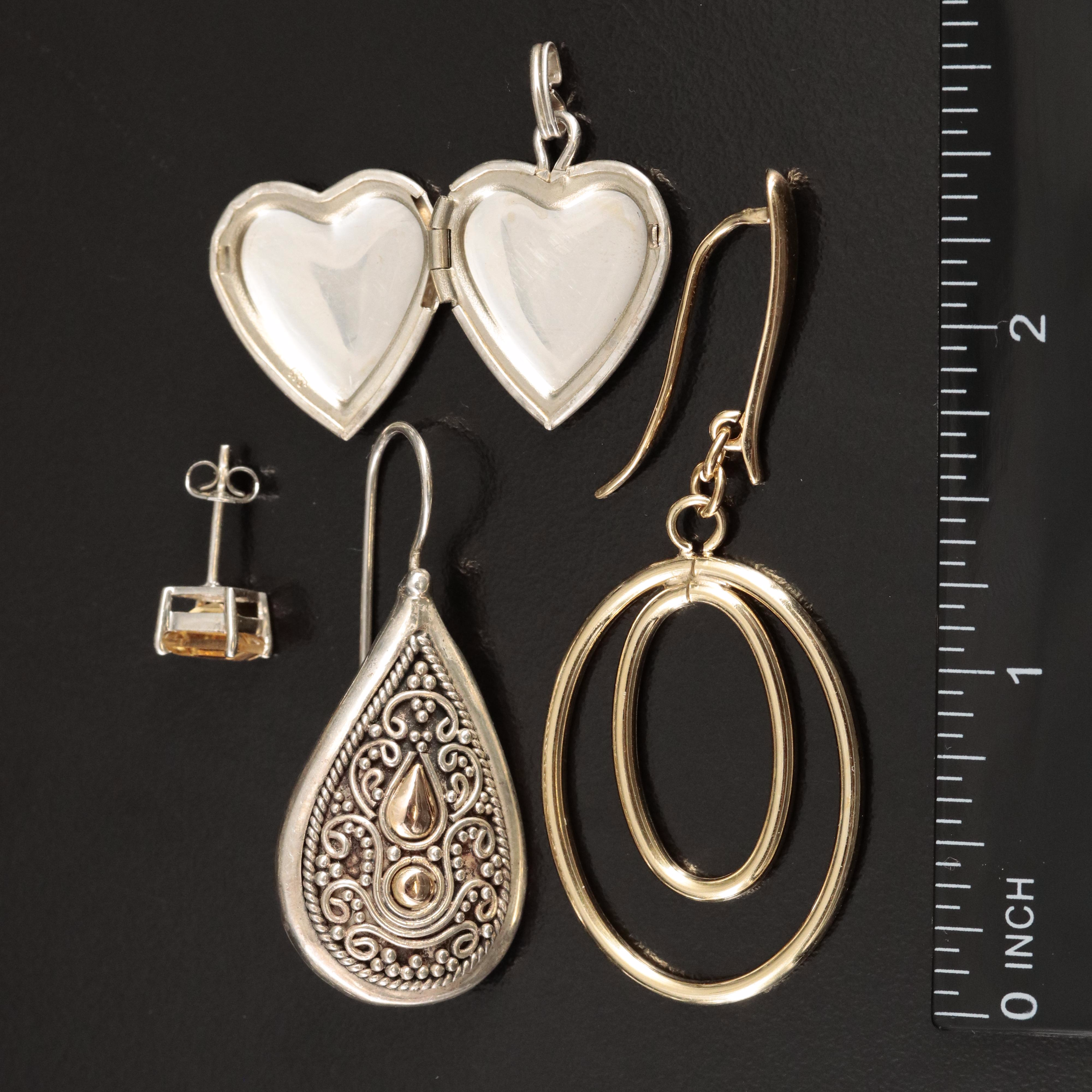 Diamond and Citrine Featured in Sterling Jewelry