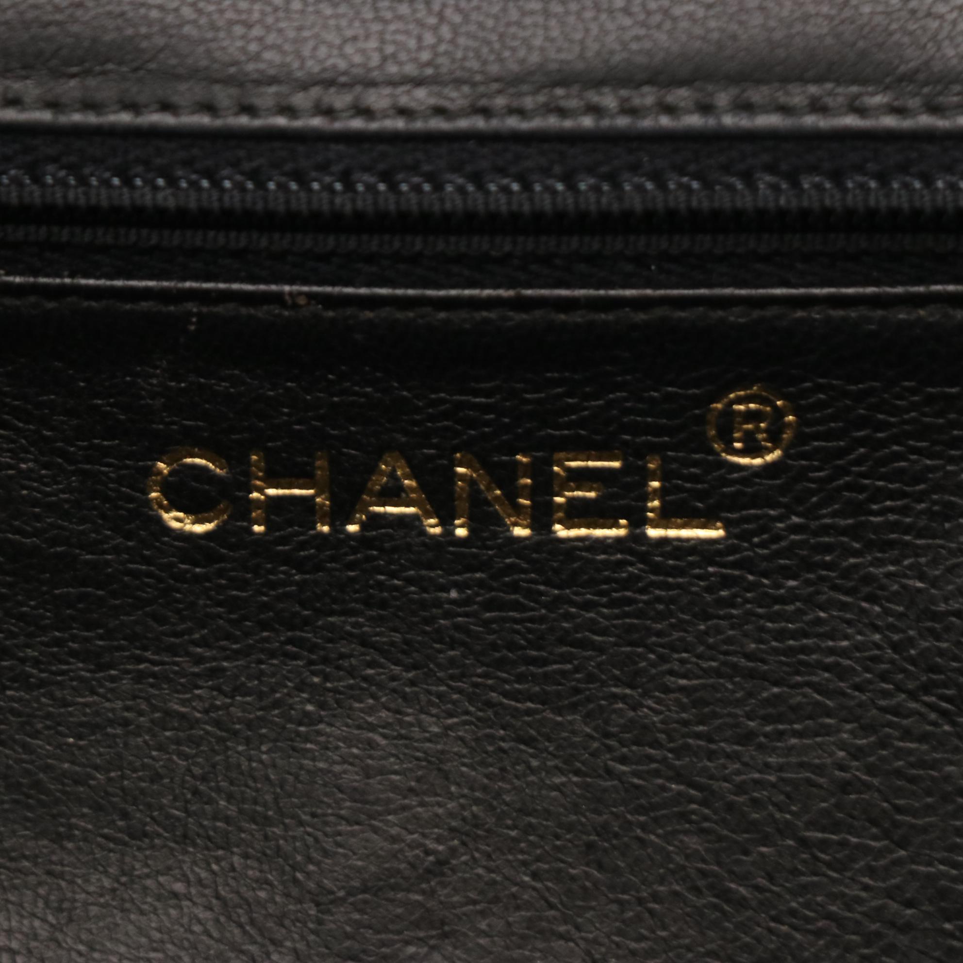 Chanel CC Small Flap Shoulder Bag in Black Quilted Lambskin Leather