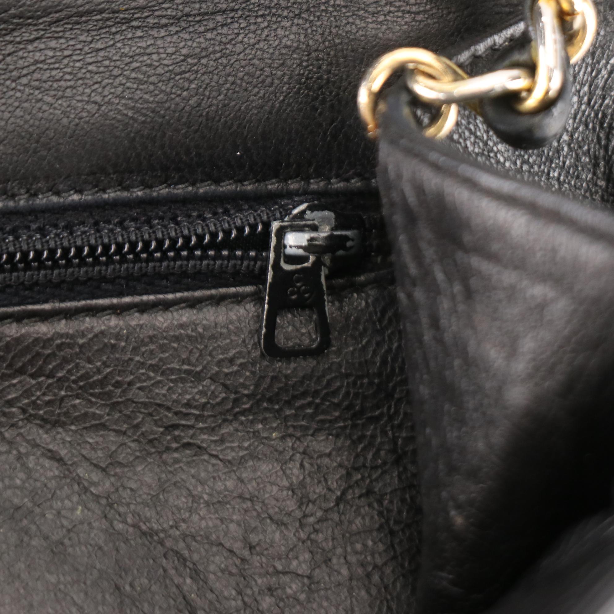 Chanel CC Small Flap Shoulder Bag in Black Quilted Lambskin Leather