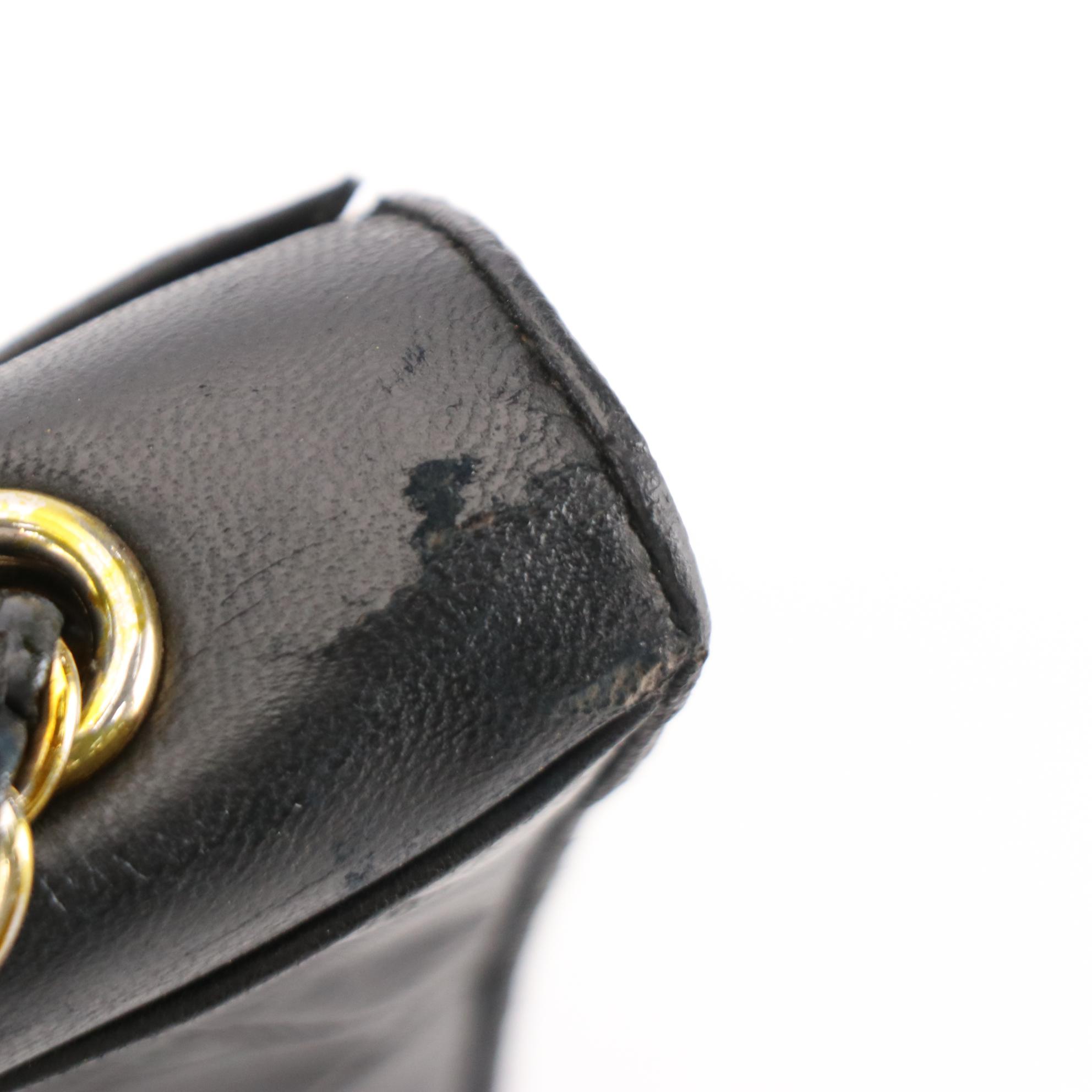 Chanel CC Small Flap Shoulder Bag in Black Quilted Lambskin Leather