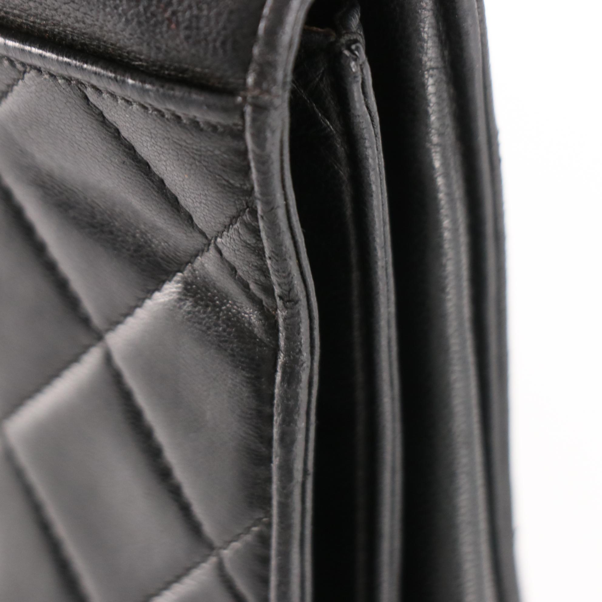 Chanel CC Small Flap Shoulder Bag in Black Quilted Lambskin Leather