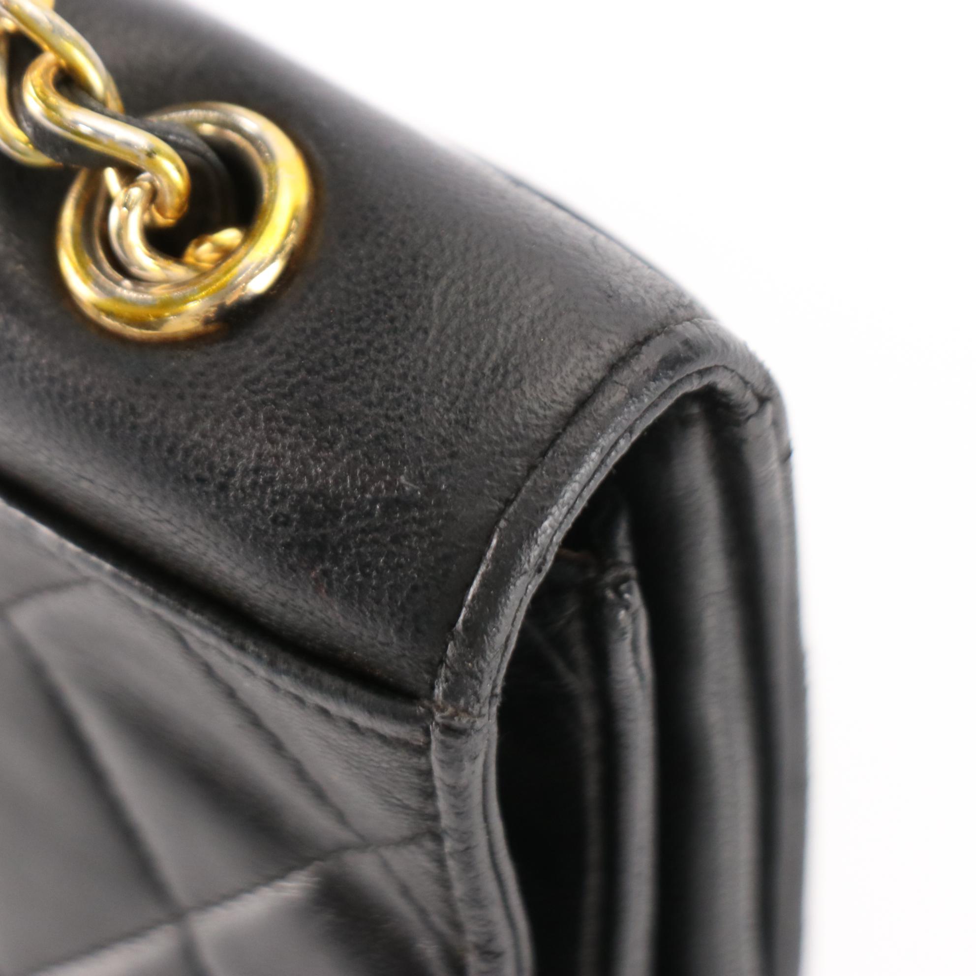 Chanel CC Small Flap Shoulder Bag in Black Quilted Lambskin Leather