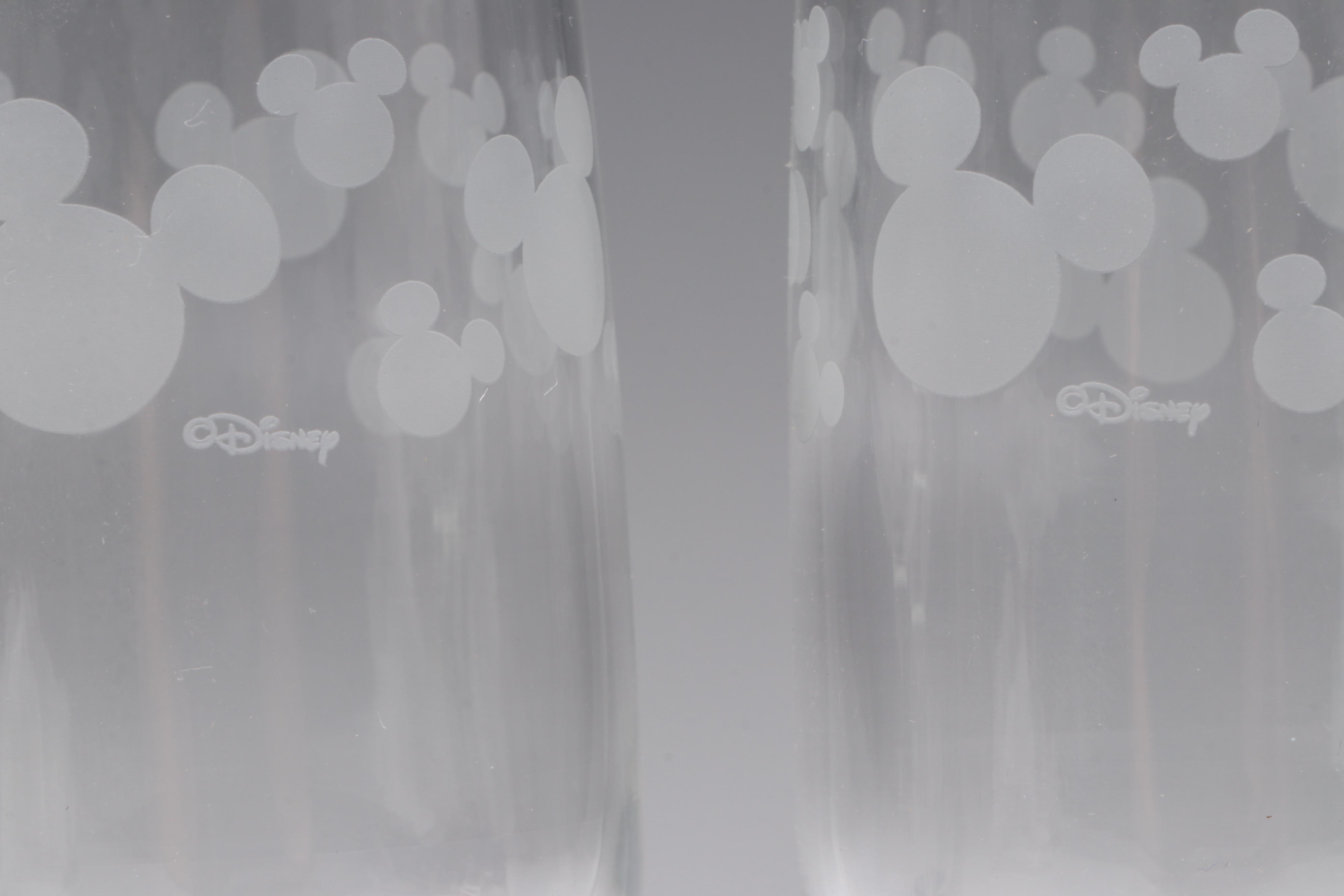 Disney Parks Mickey Mouse Etched Glass Stemware with More Glass Stemware