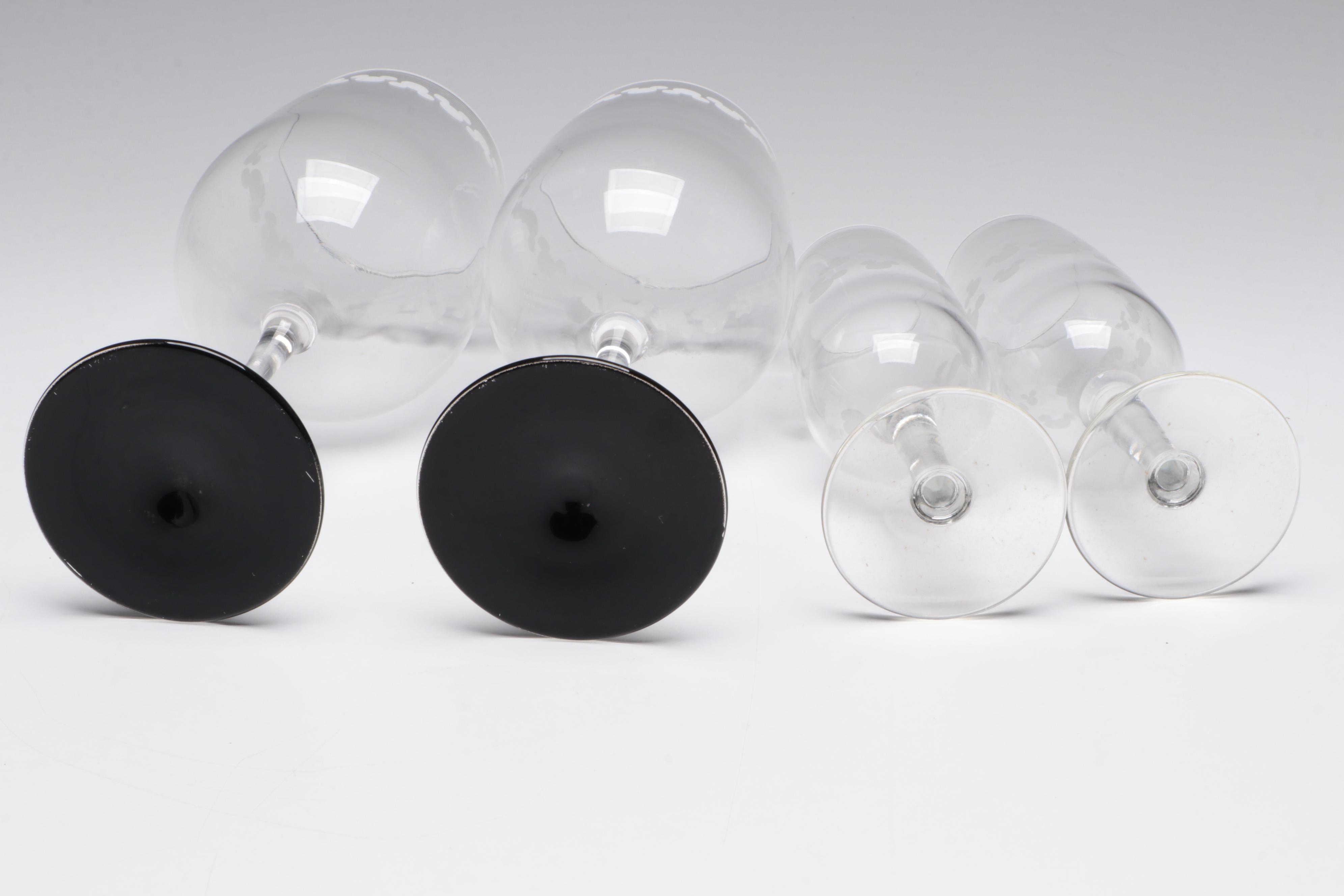 Disney Parks Mickey Mouse Etched Glass Stemware with More Glass Stemware