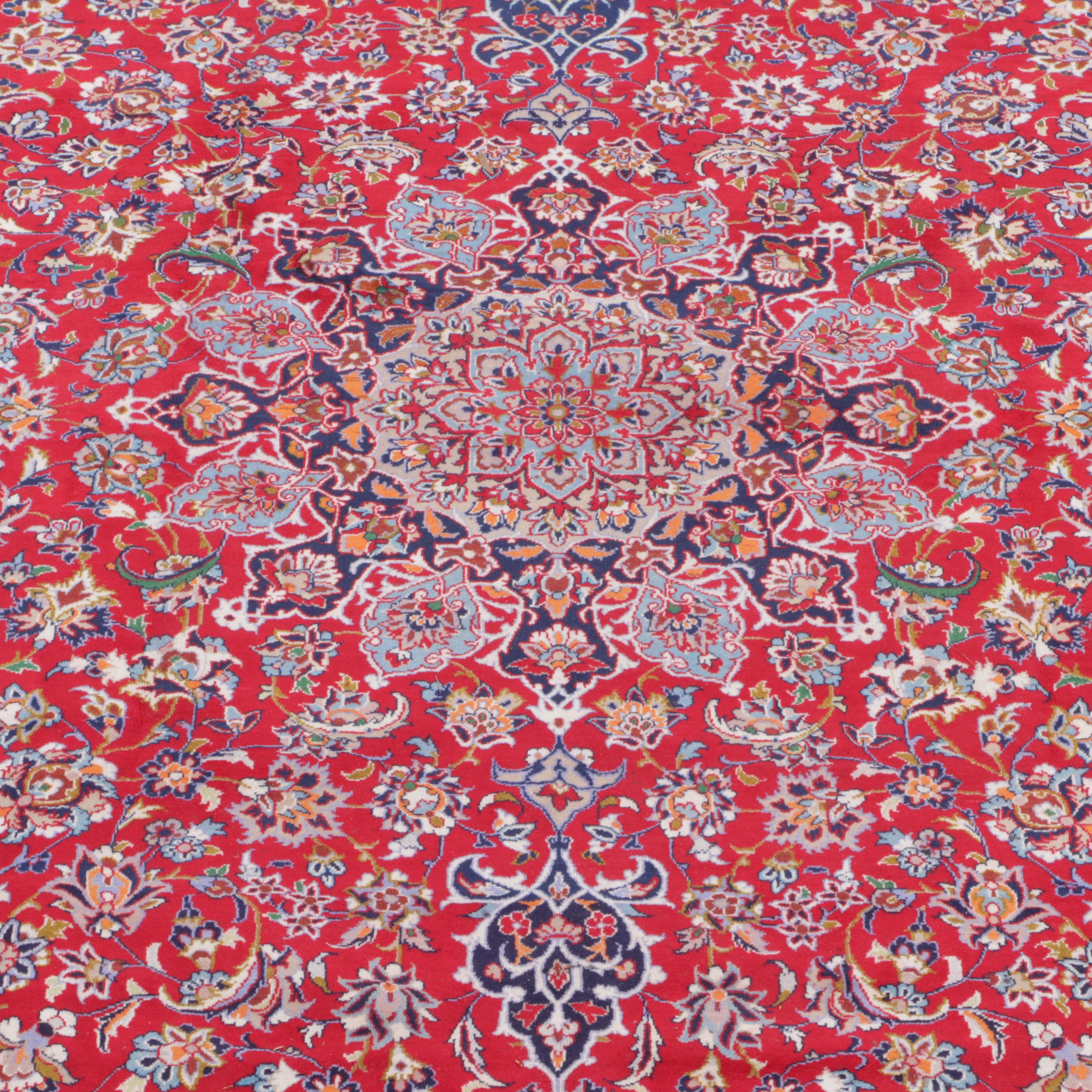 10'9 x 15'5 Hand-Knotted Persian Kashan Room Sized Rug