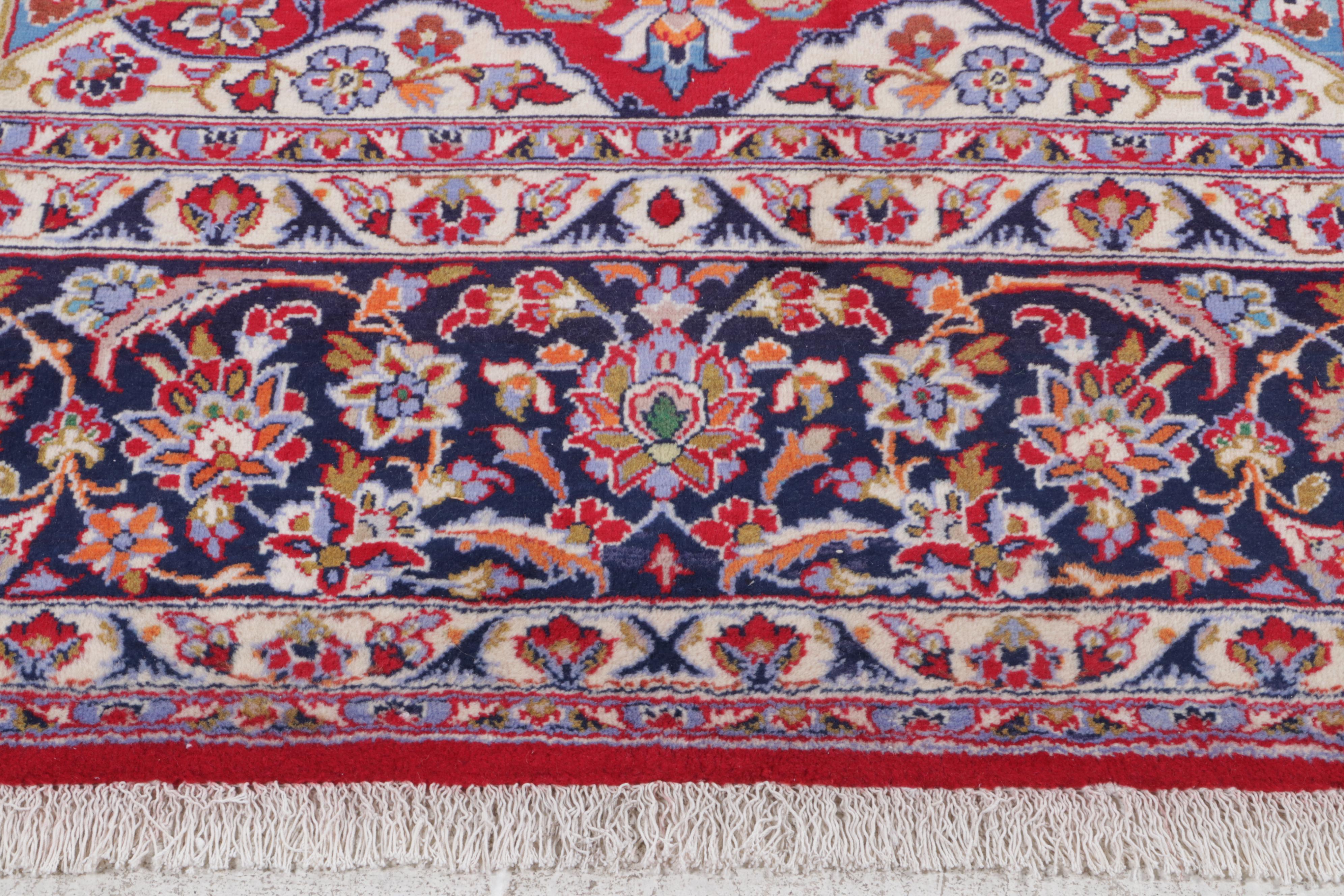 10'9 x 15'5 Hand-Knotted Persian Kashan Room Sized Rug