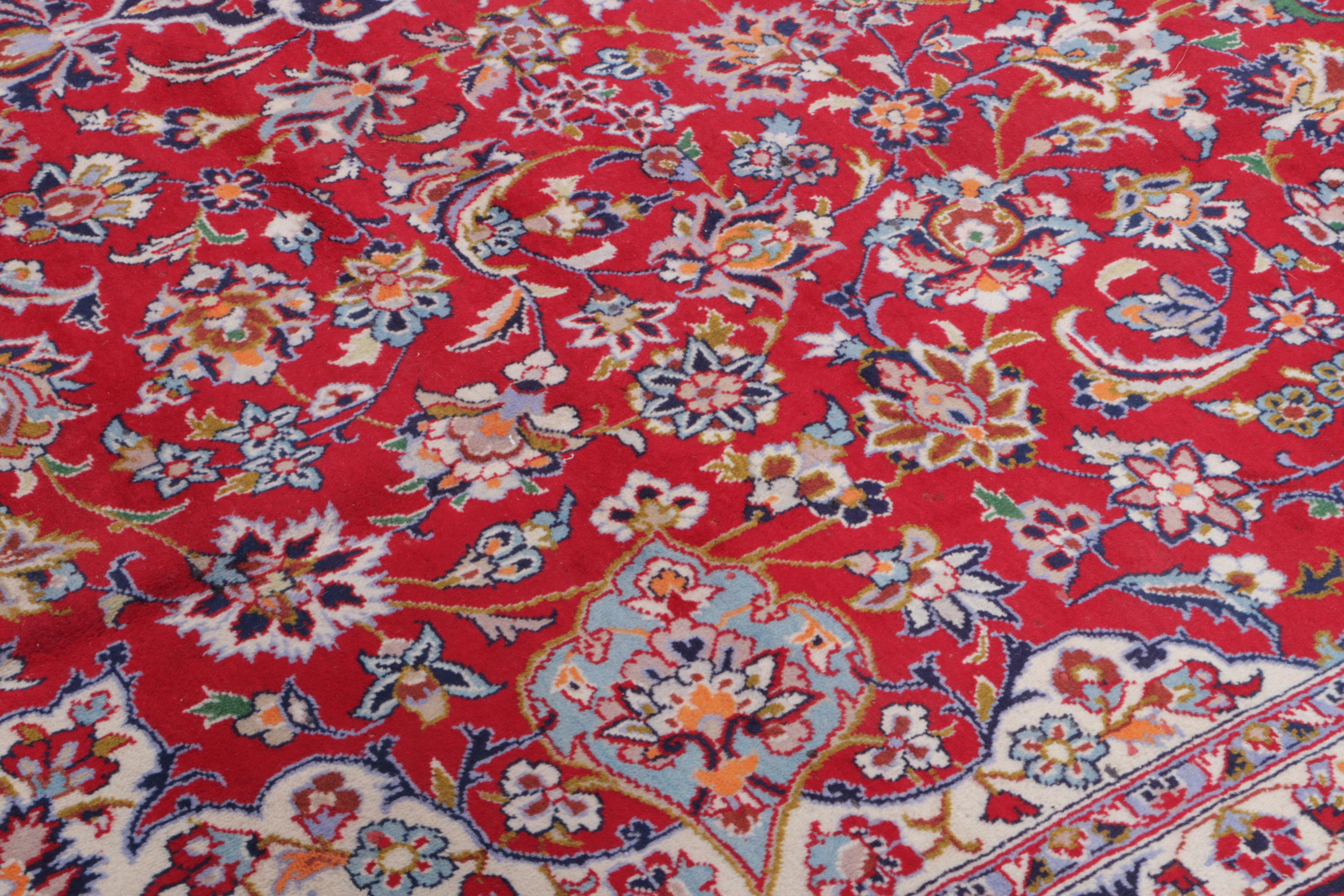 10'9 x 15'5 Hand-Knotted Persian Kashan Room Sized Rug