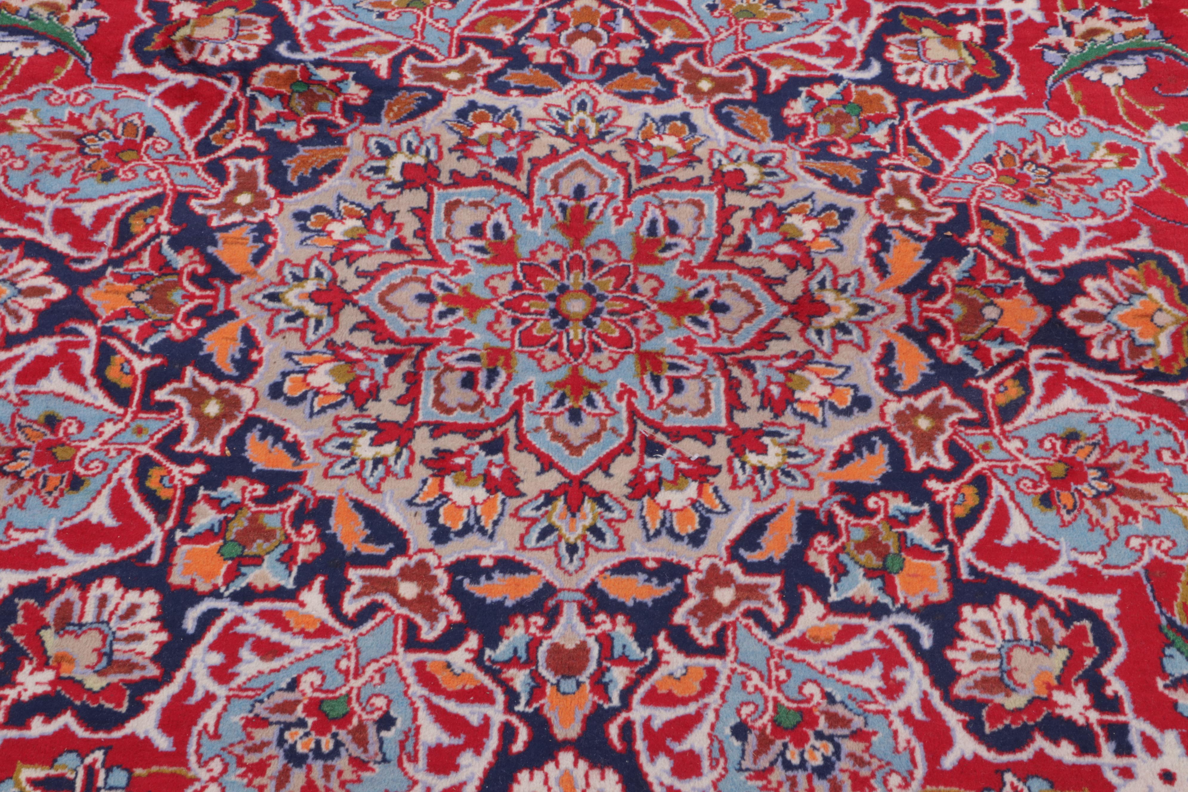 10'9 x 15'5 Hand-Knotted Persian Kashan Room Sized Rug