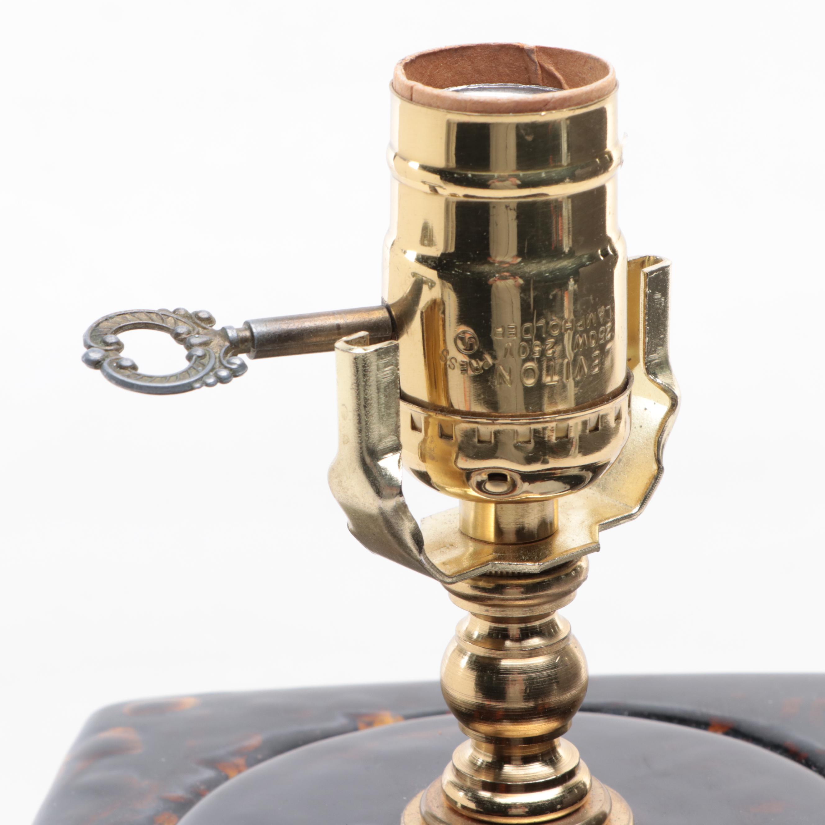 Enameled Distressed Earthenware Tea Canister Shape Table Lamp