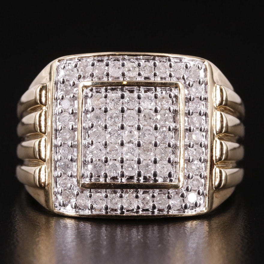Sterling 1.02 CTW Diamond Block Ring