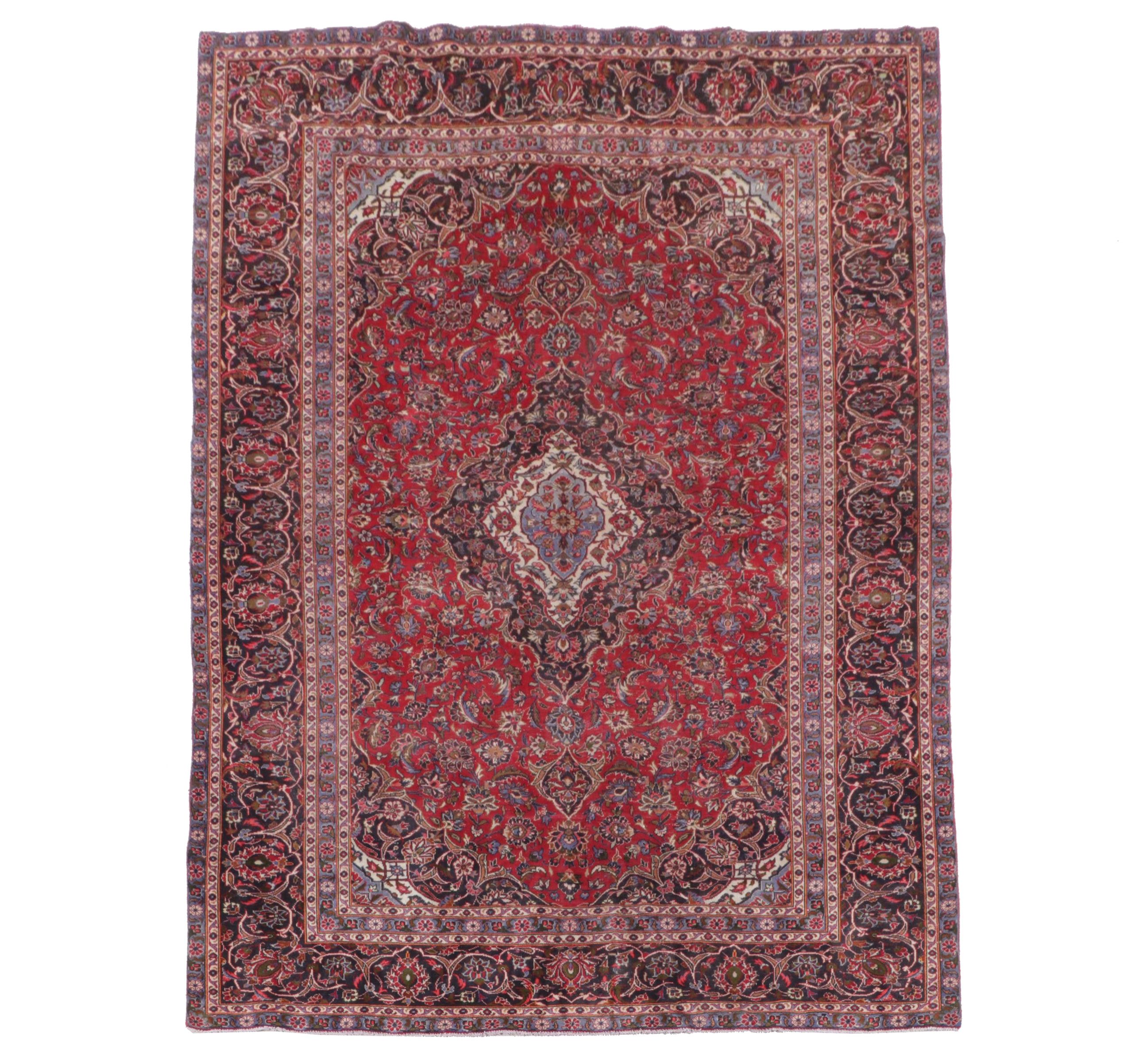 8'3 x 11'3 Hand-Knotted Persian Kashan Area Rug