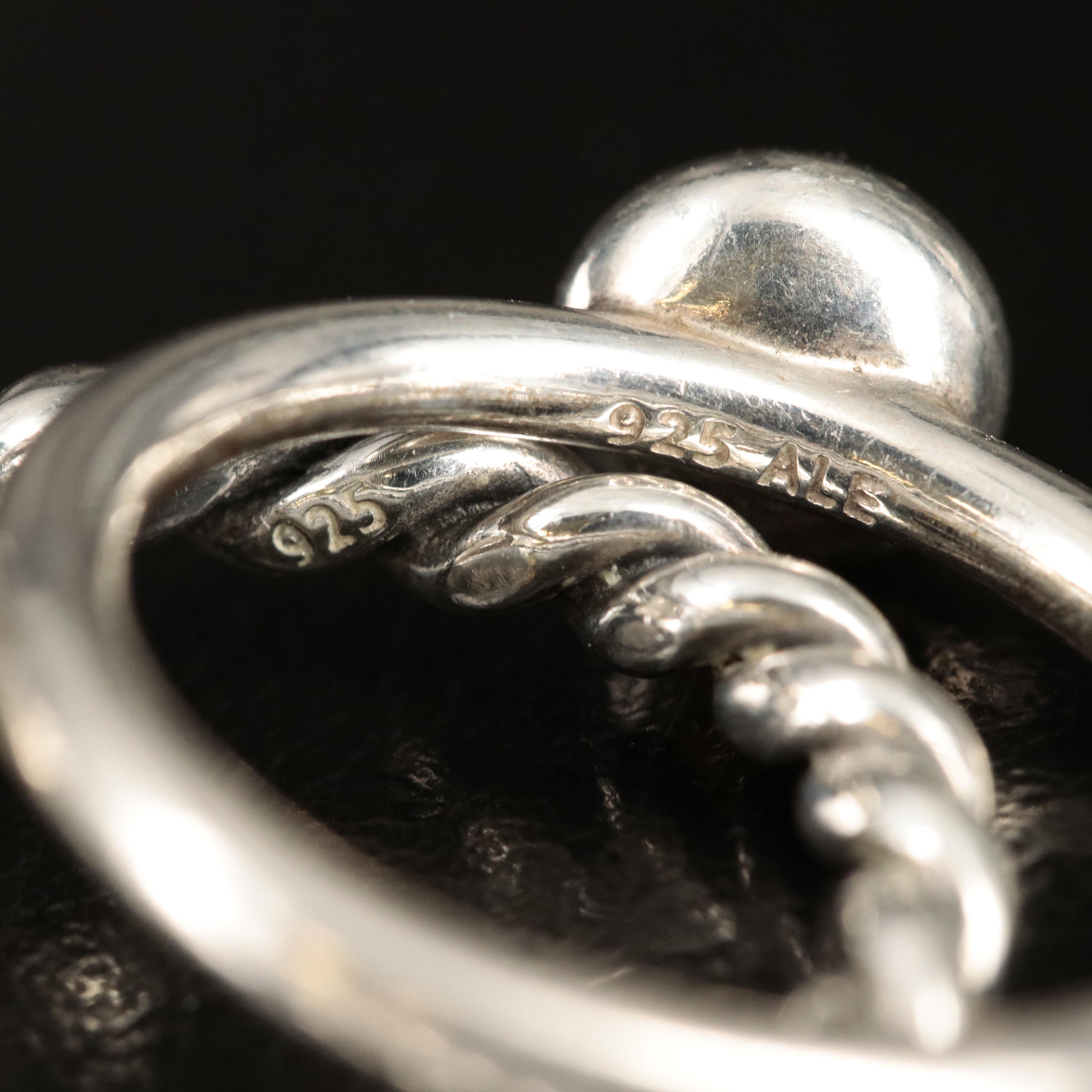 Pandora Sterling Rings Featuring Diamond and Chalcedony