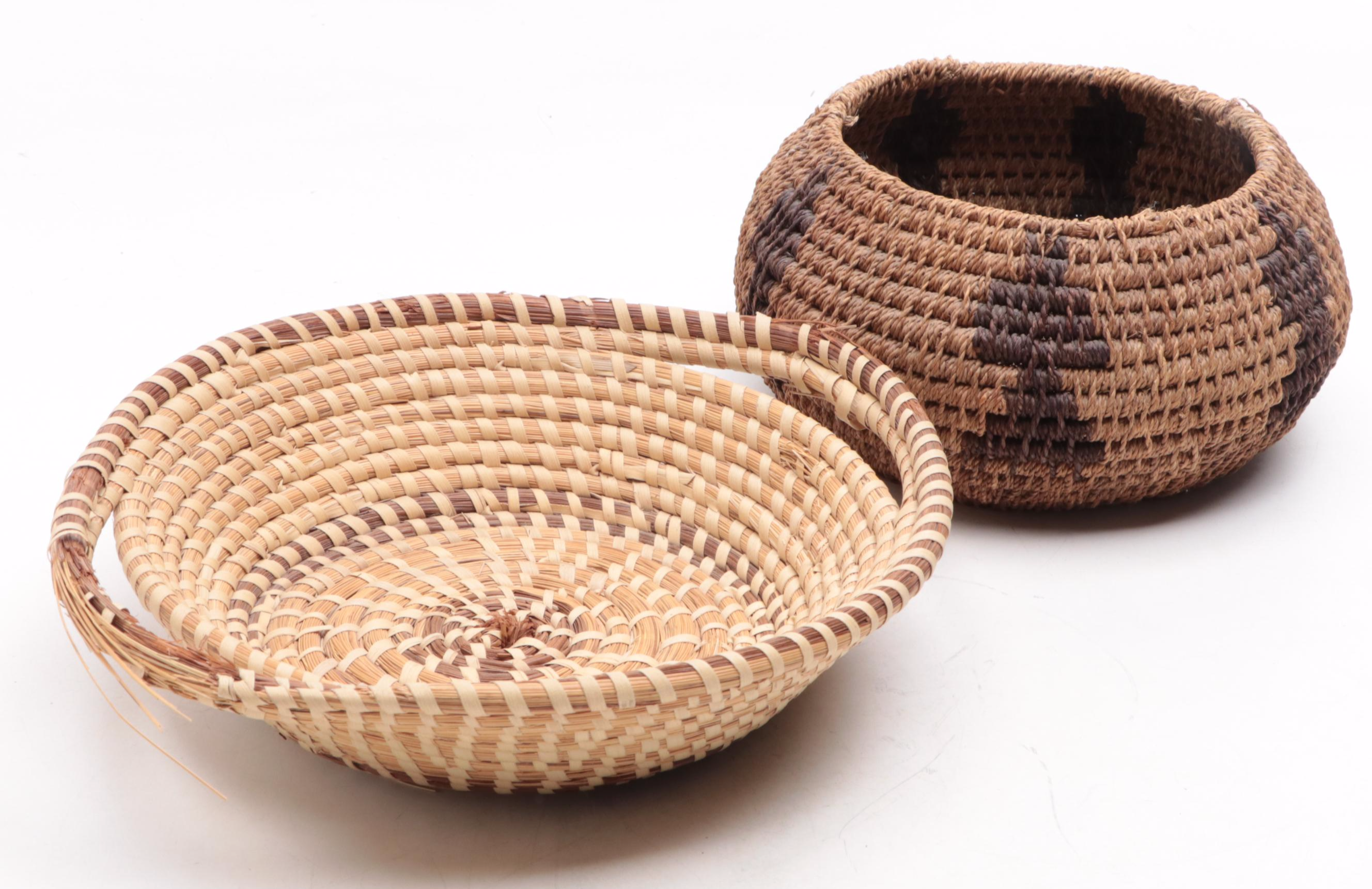 Handwoven Pine Needle and Dyed Grass Baskets