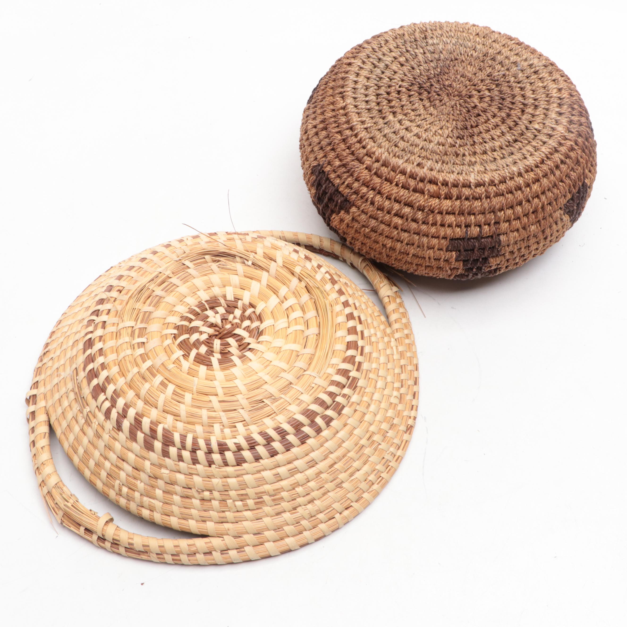 Handwoven Pine Needle and Dyed Grass Baskets