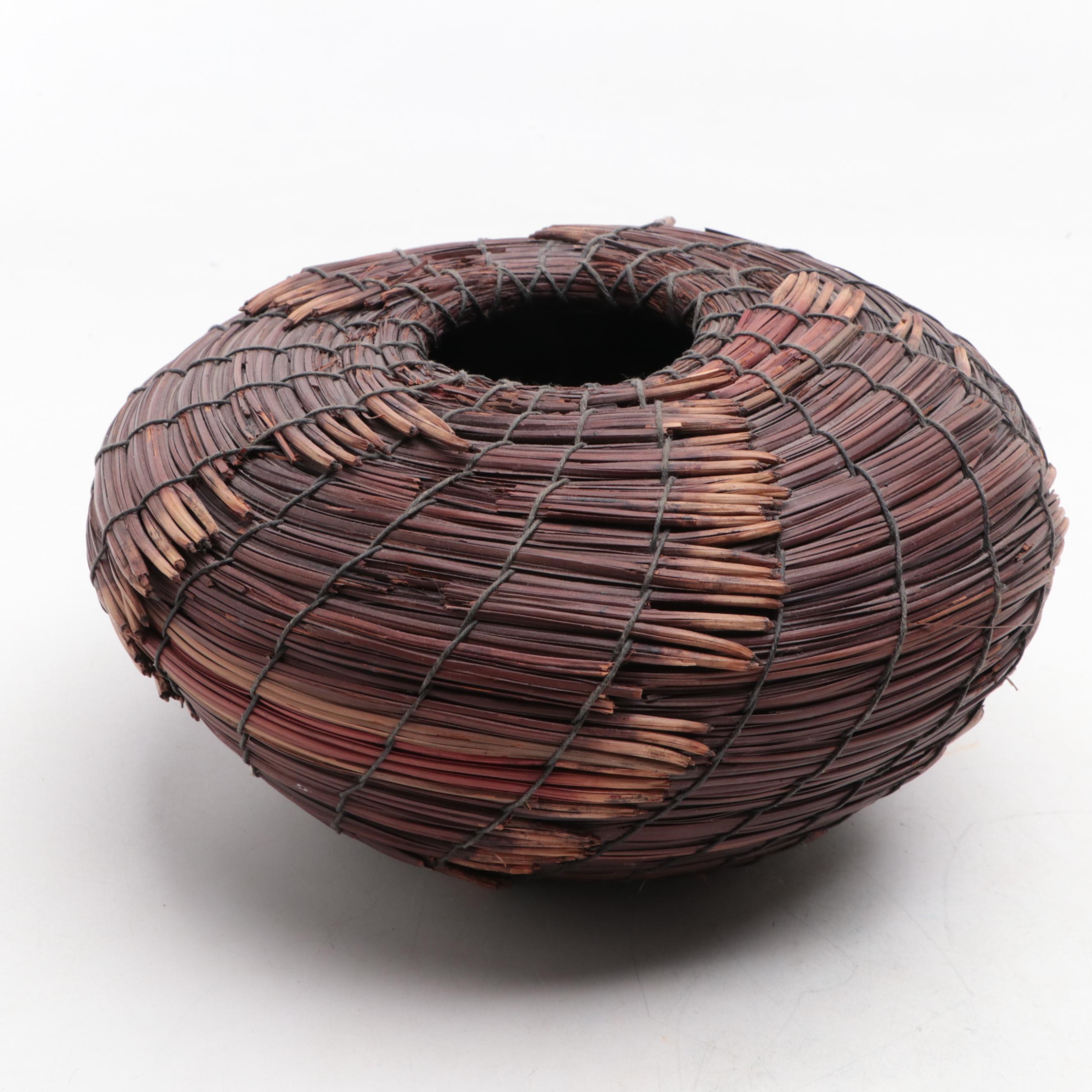 Handwoven Pine Needle and Dyed Grass Baskets