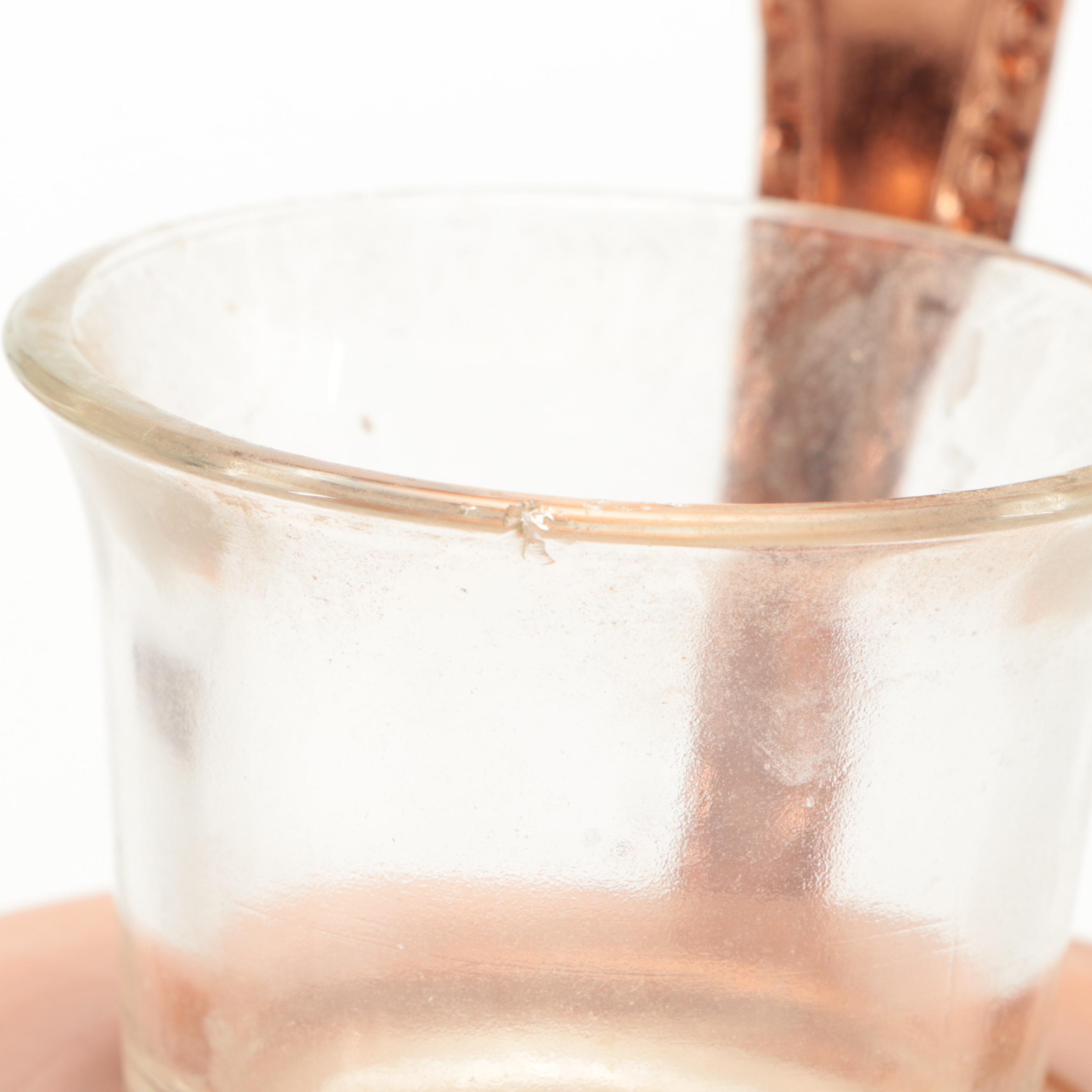 Neoclassical Style Copper Warmers and Decanter Holders with Decanter Lids