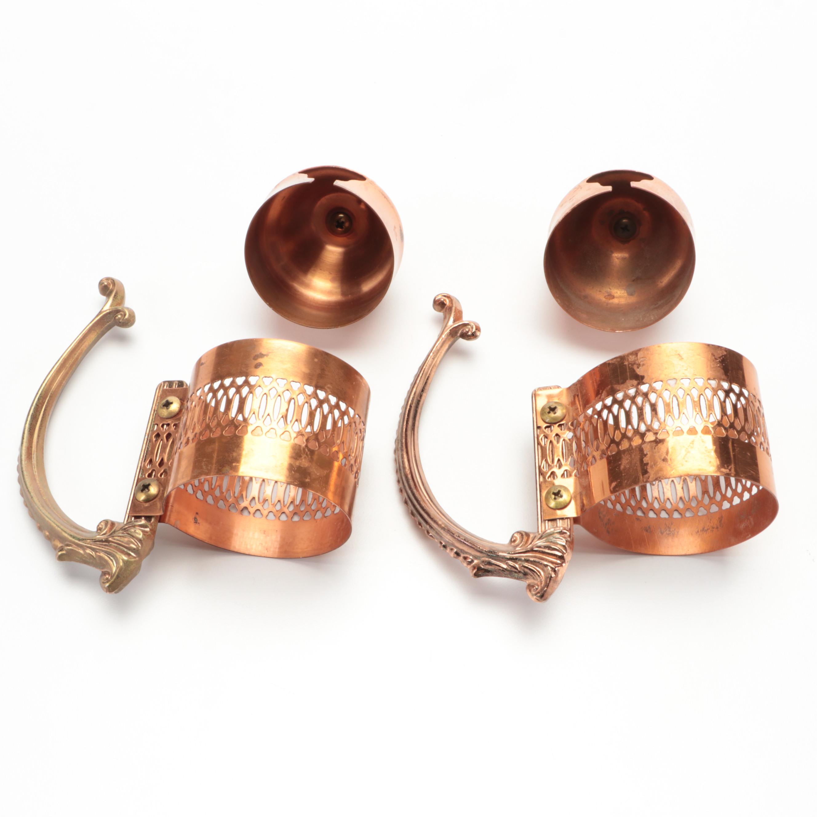 Neoclassical Style Copper Warmers and Decanter Holders with Decanter Lids