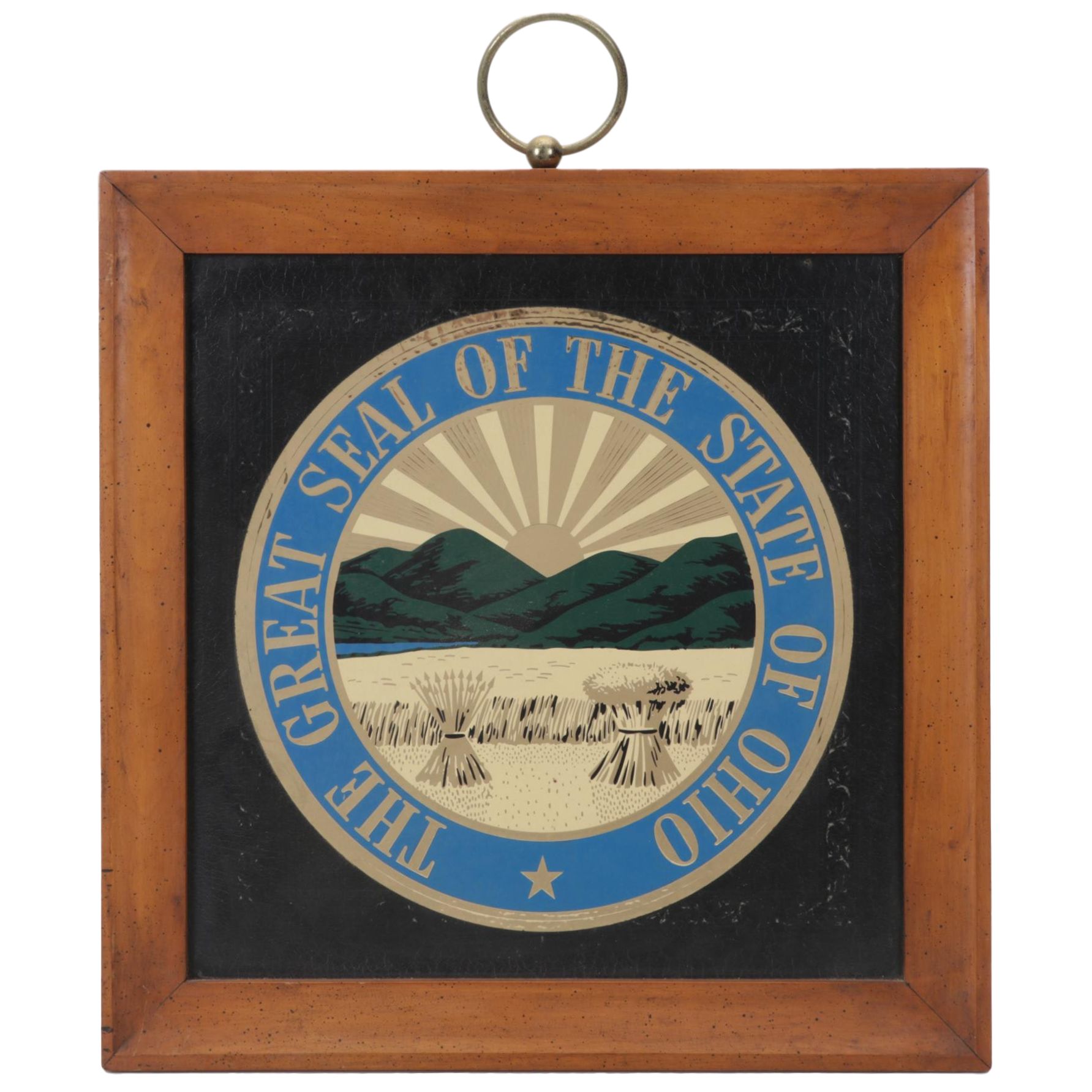 Ohio State Seal Embossed Serigraph Wall Hanging, Circa 1970