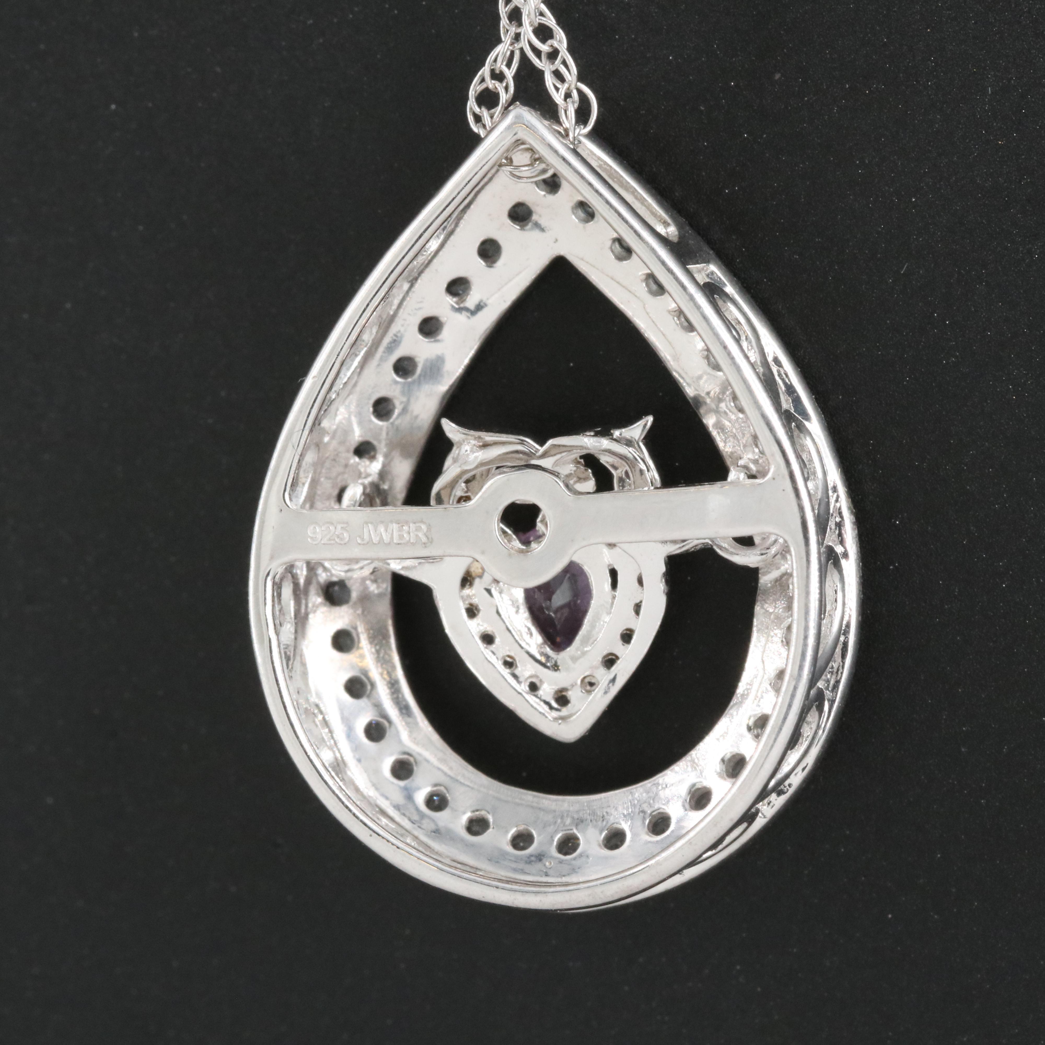 Sterling Sapphire Owl Tremble Pendant Necklace