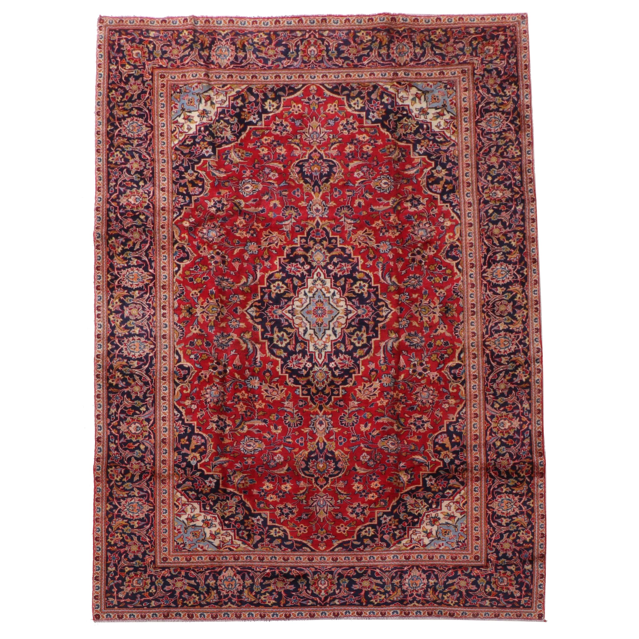 7'10 x 11'2 Hand-Knotted Persian Kashan Area Rug