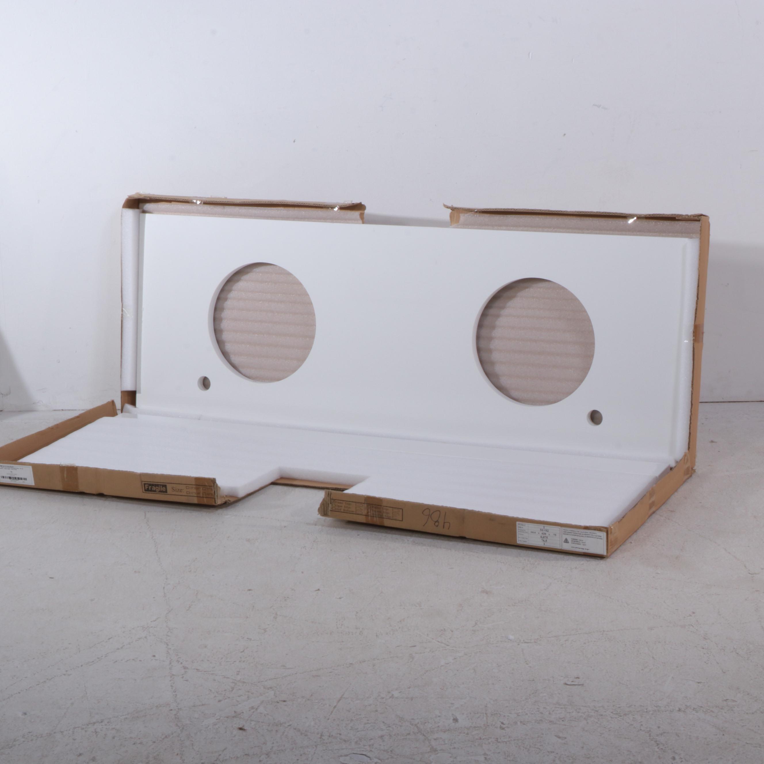 61"x 22" White Quartz Double Vanity Top for Semi-Recessed Sinks